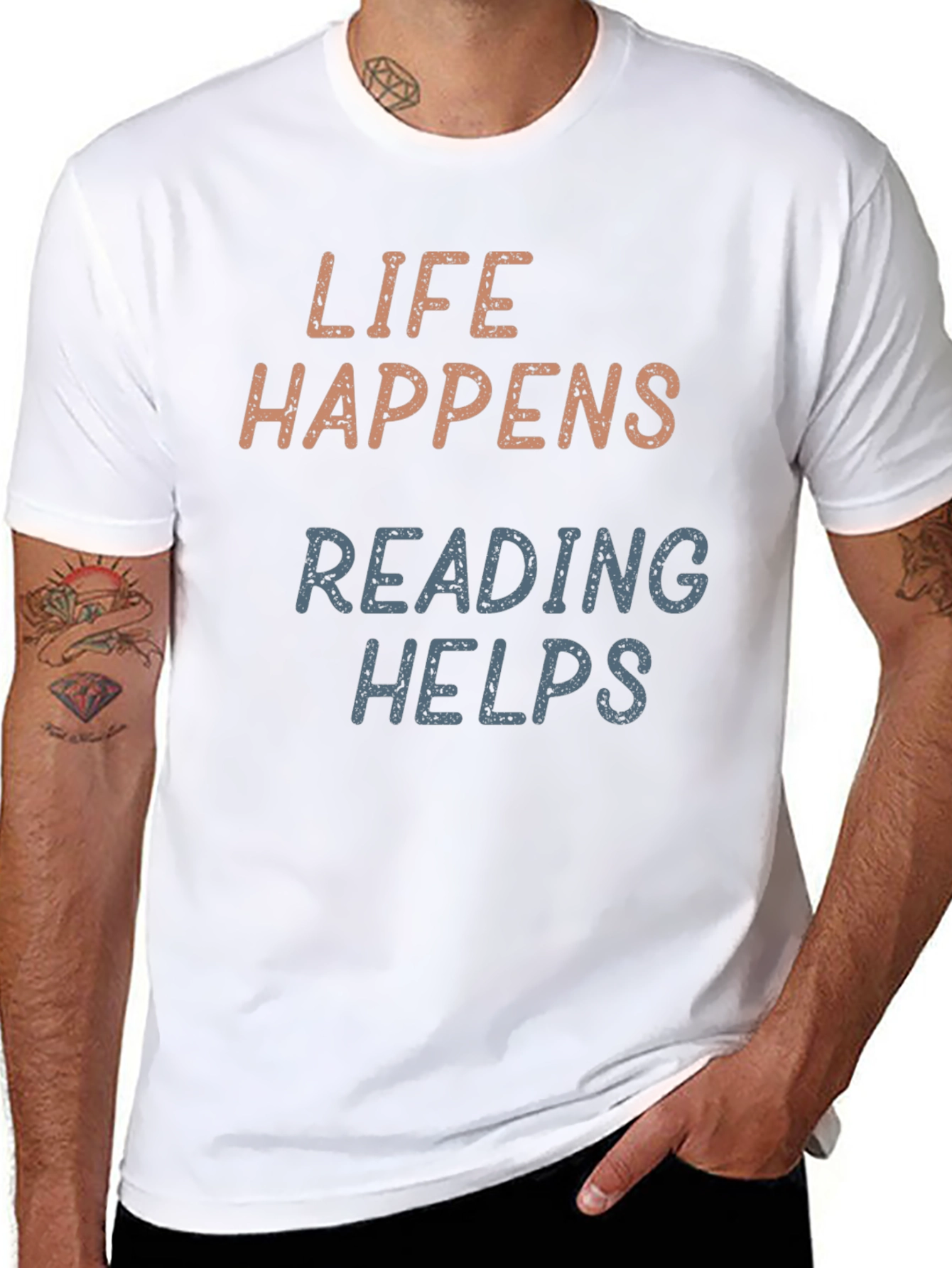 Life Happens Reading Helps Graphic T-Shirt - 8