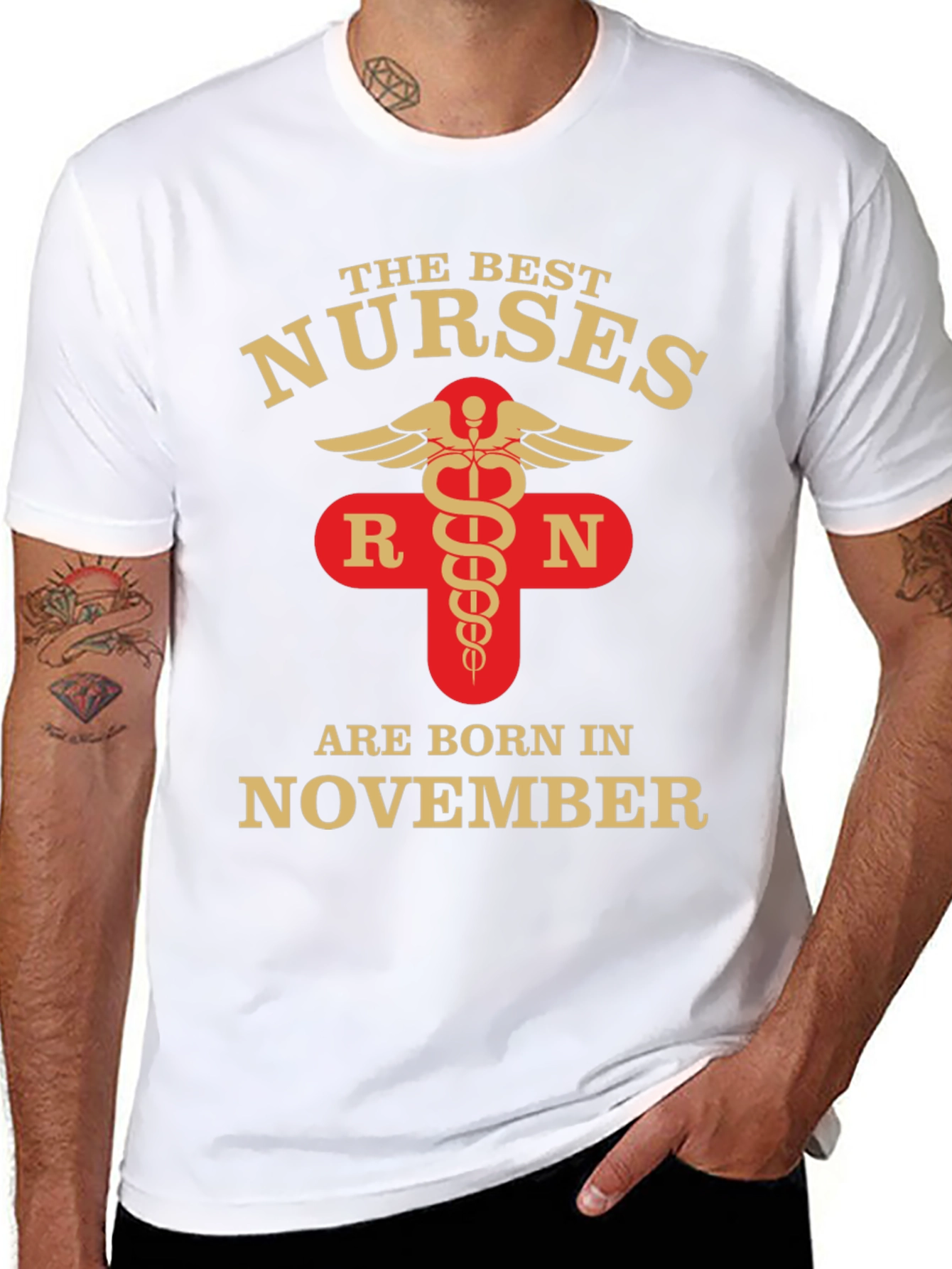 Black Best Nurses are Born in November T-Shirt view 8