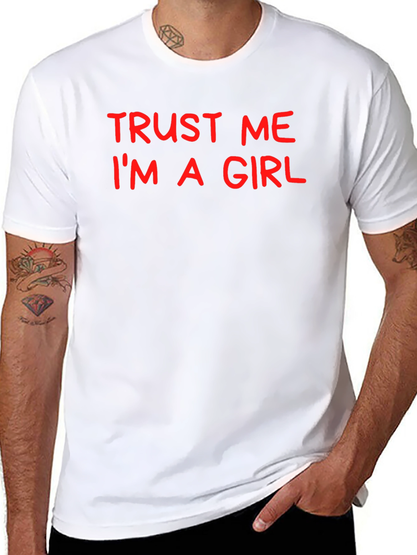 Black Trust Me I'm A Girl T-Shirt - Bold Red Text view 8