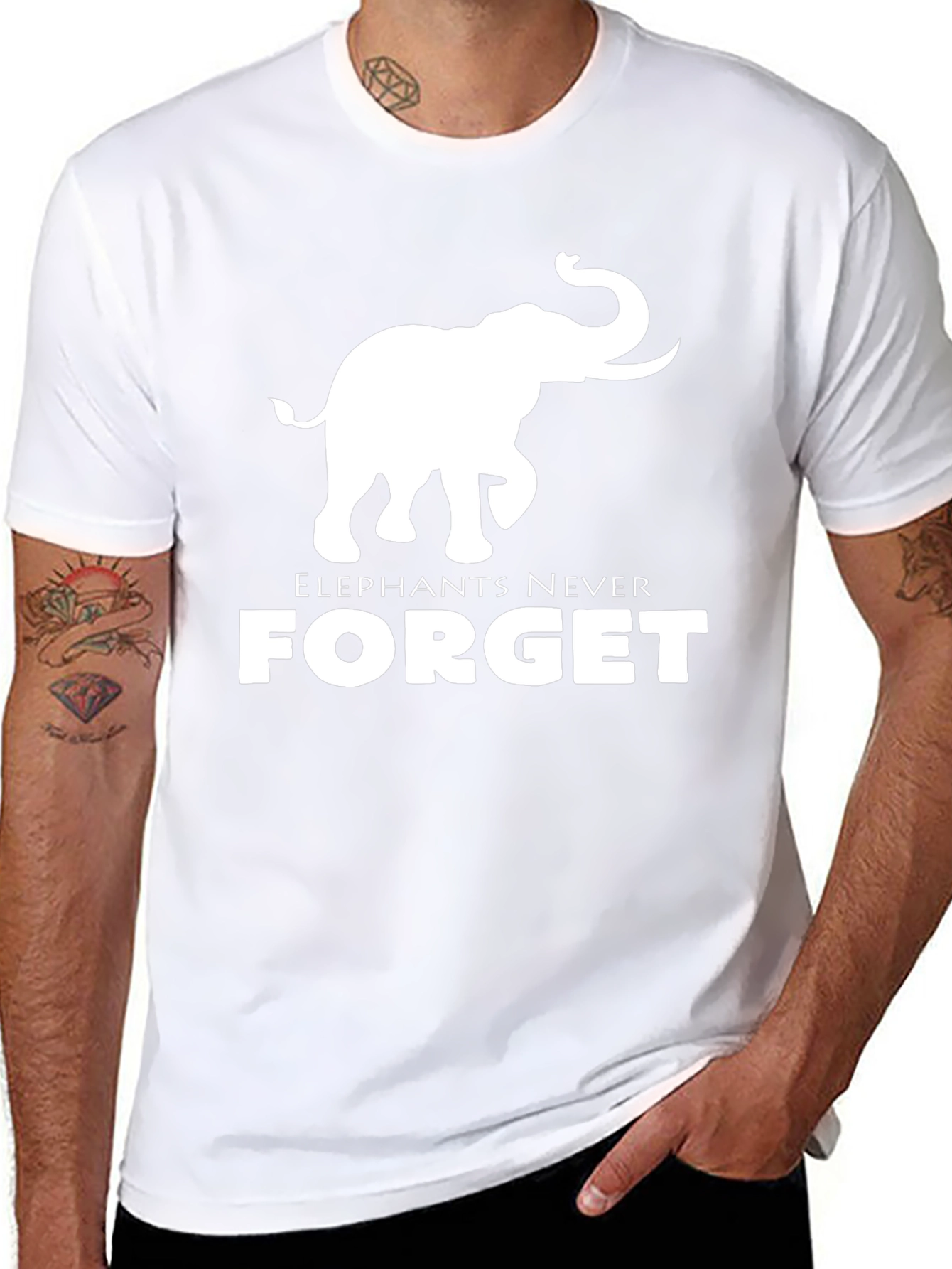 Black Elephant Never Forget Black Graphic Tee view 8