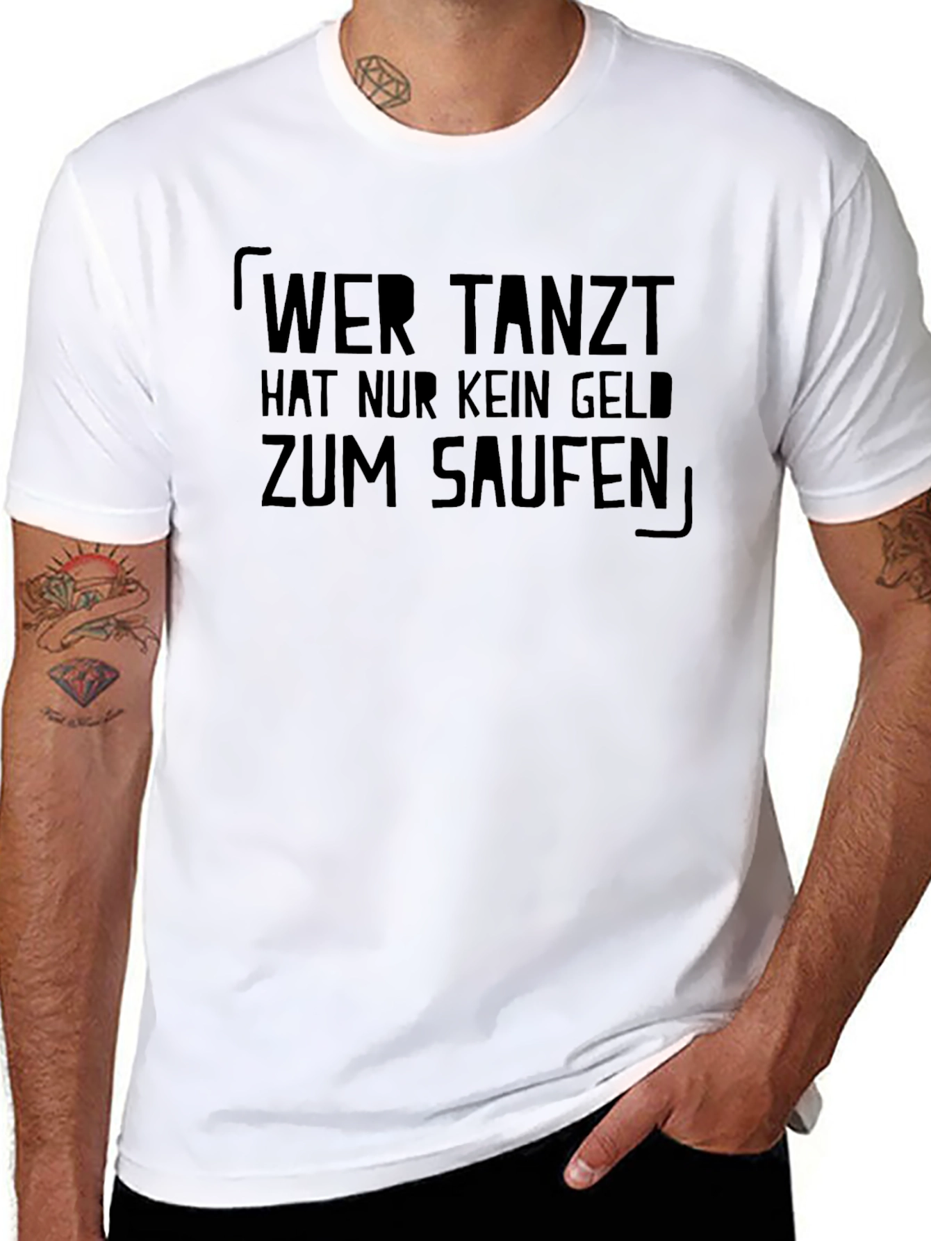 Black Wer Tanzt Men's Black Graphic T-Shirt view 8