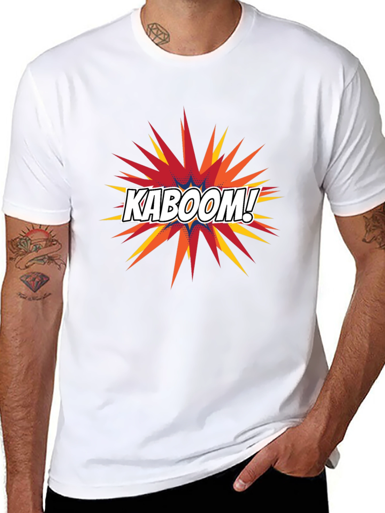 Black Kaboom Graphic Tee - Black Cotton Comfort Fit view 8