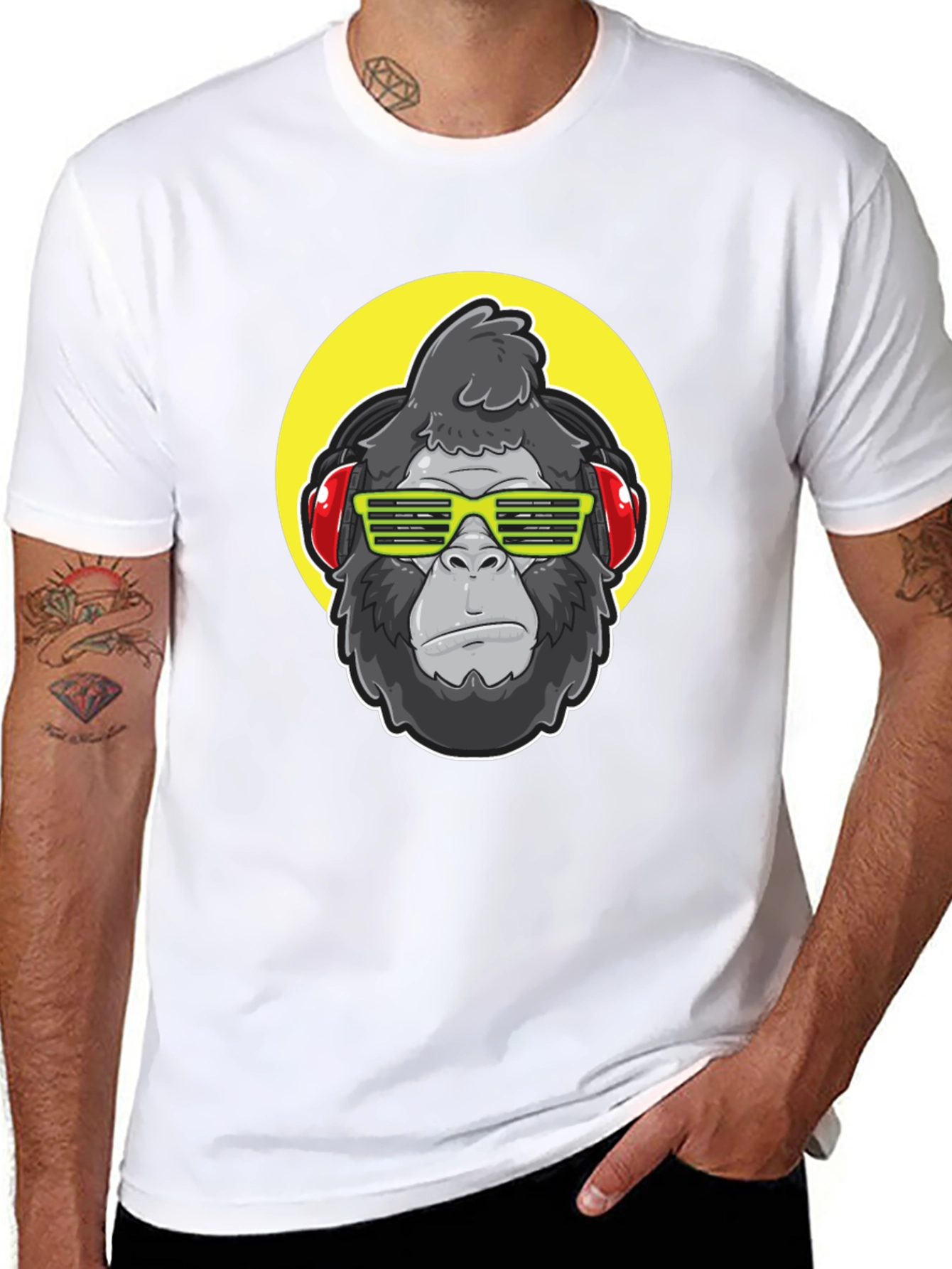 Black Cool Gorilla Graphic Tee - Music Lover Style view 8