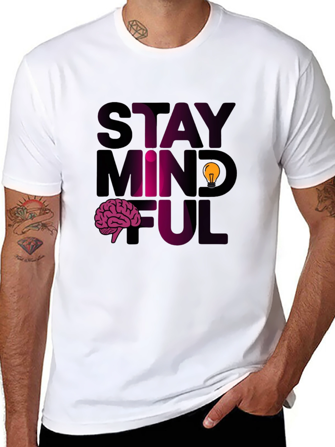 Black Stay Mindful Graphic Tee view 8