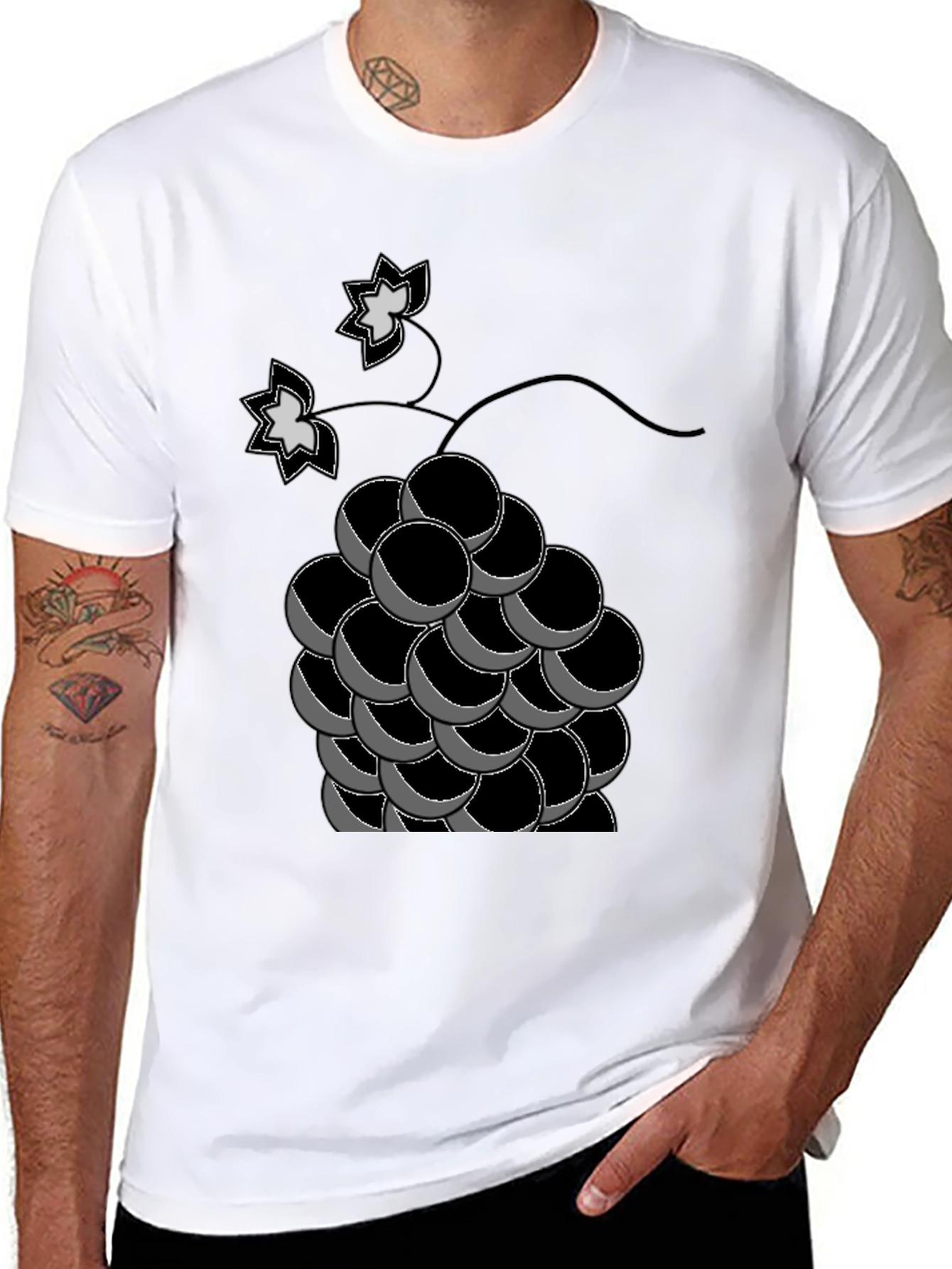 Black Grapes Graphic Tee - Black Cotton T-Shirt view 8