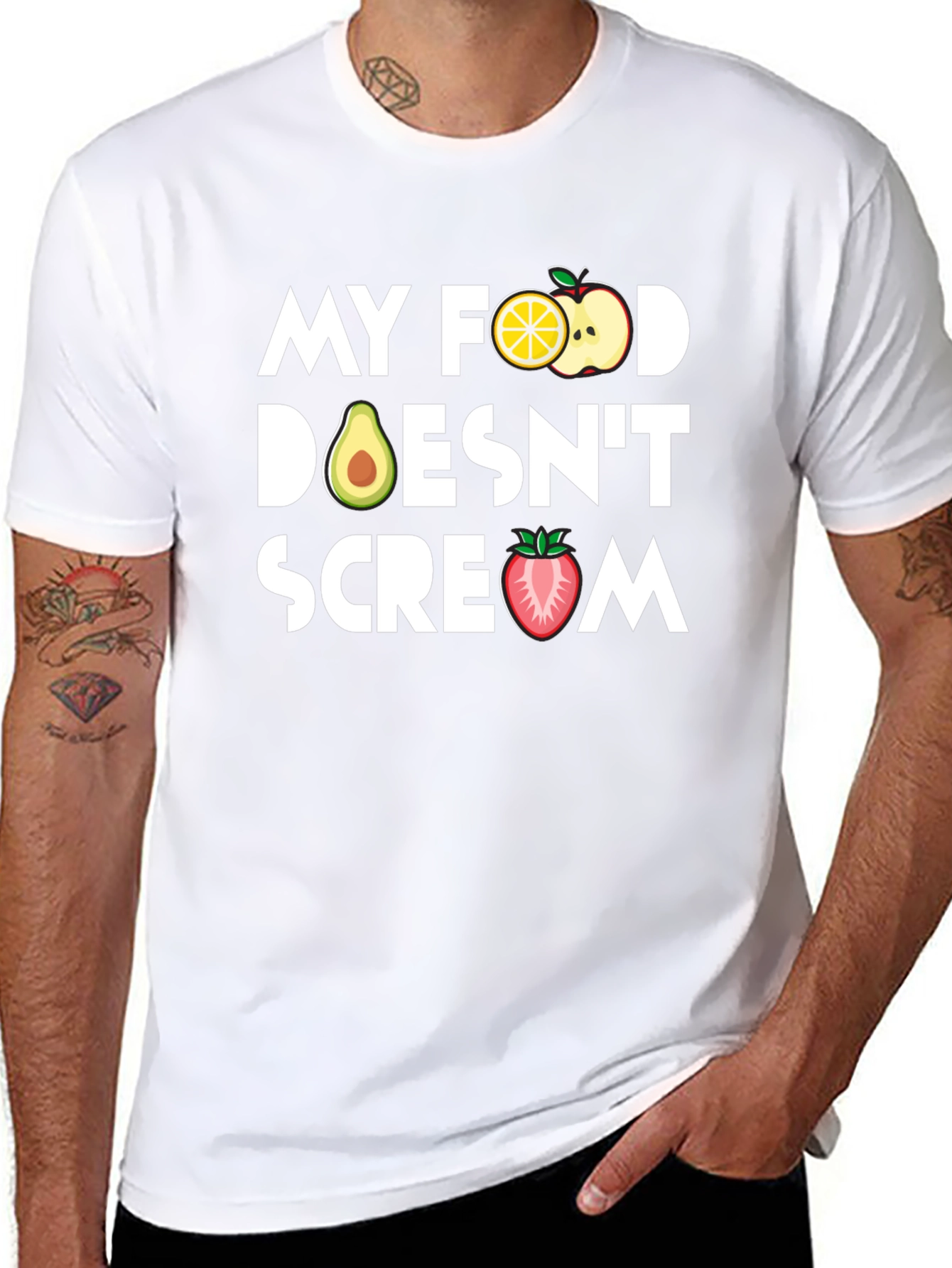 Black Vegan T-Shirt - My Food Doesn't Scream view 8