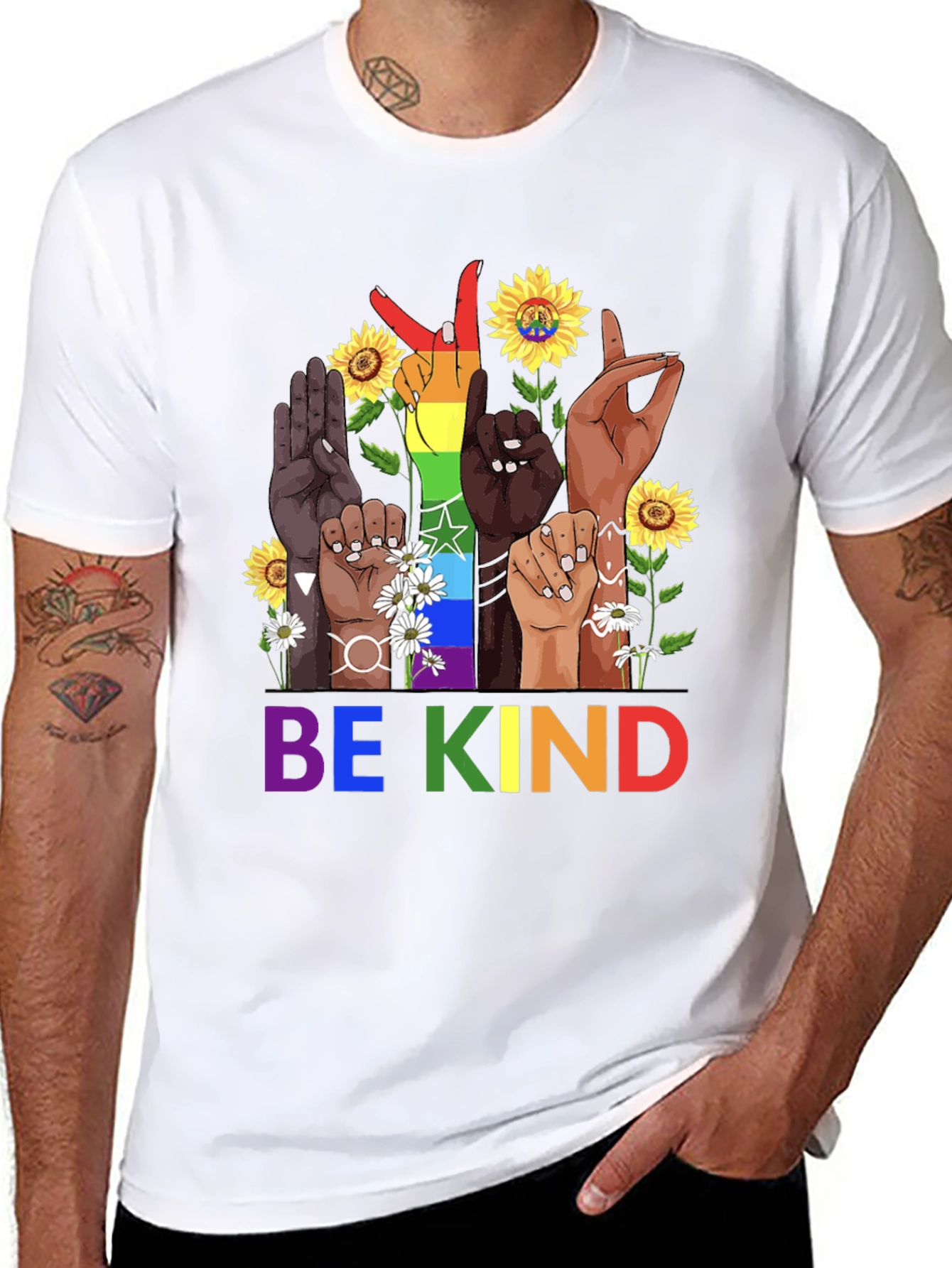 Black Be Kind Diversity Hands Graphic Tee - Unisex view 8