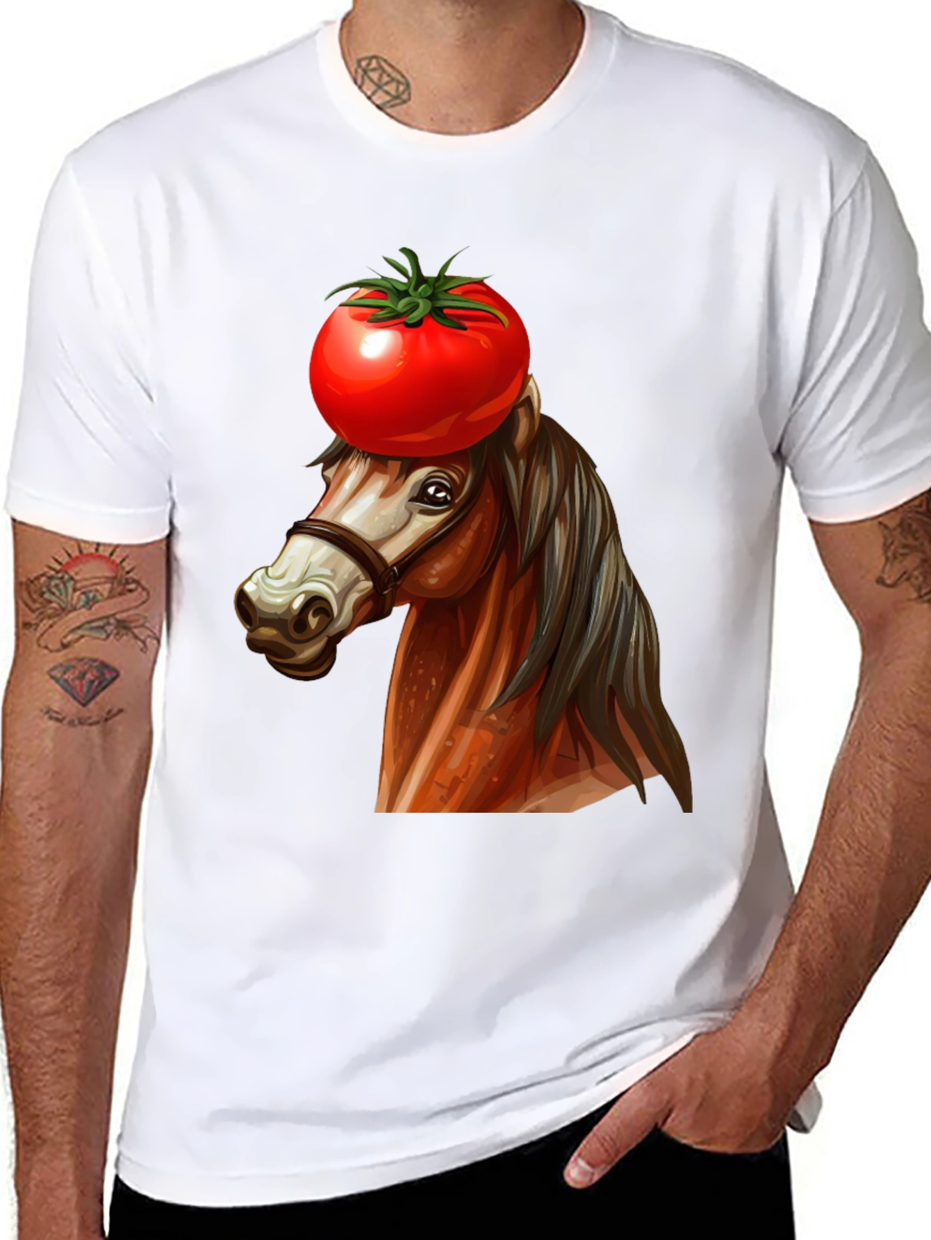 Black Tomato-Headed Horse Graphic Tee view 8