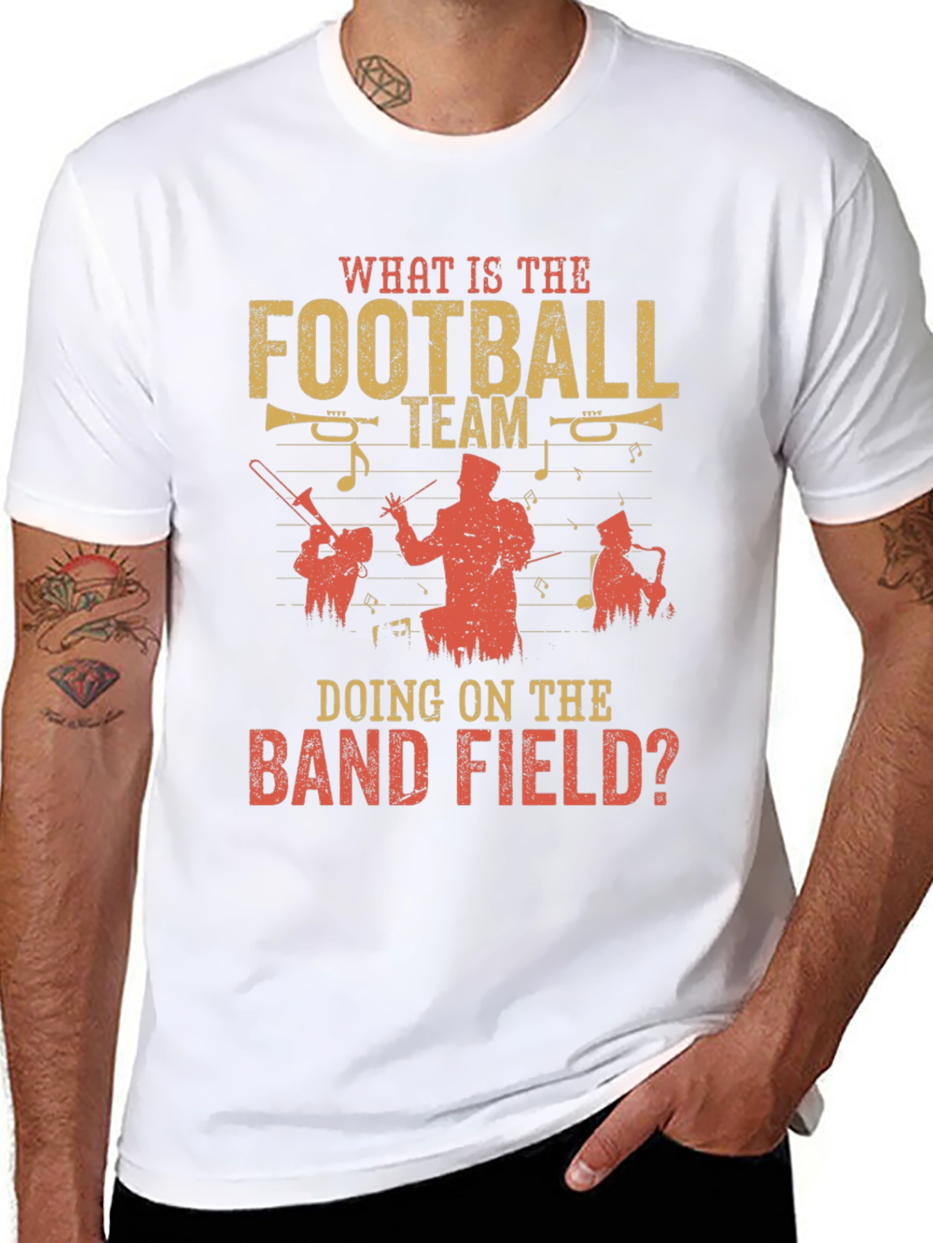 Black Football Team on Band Field Graphic T-Shirt view 8