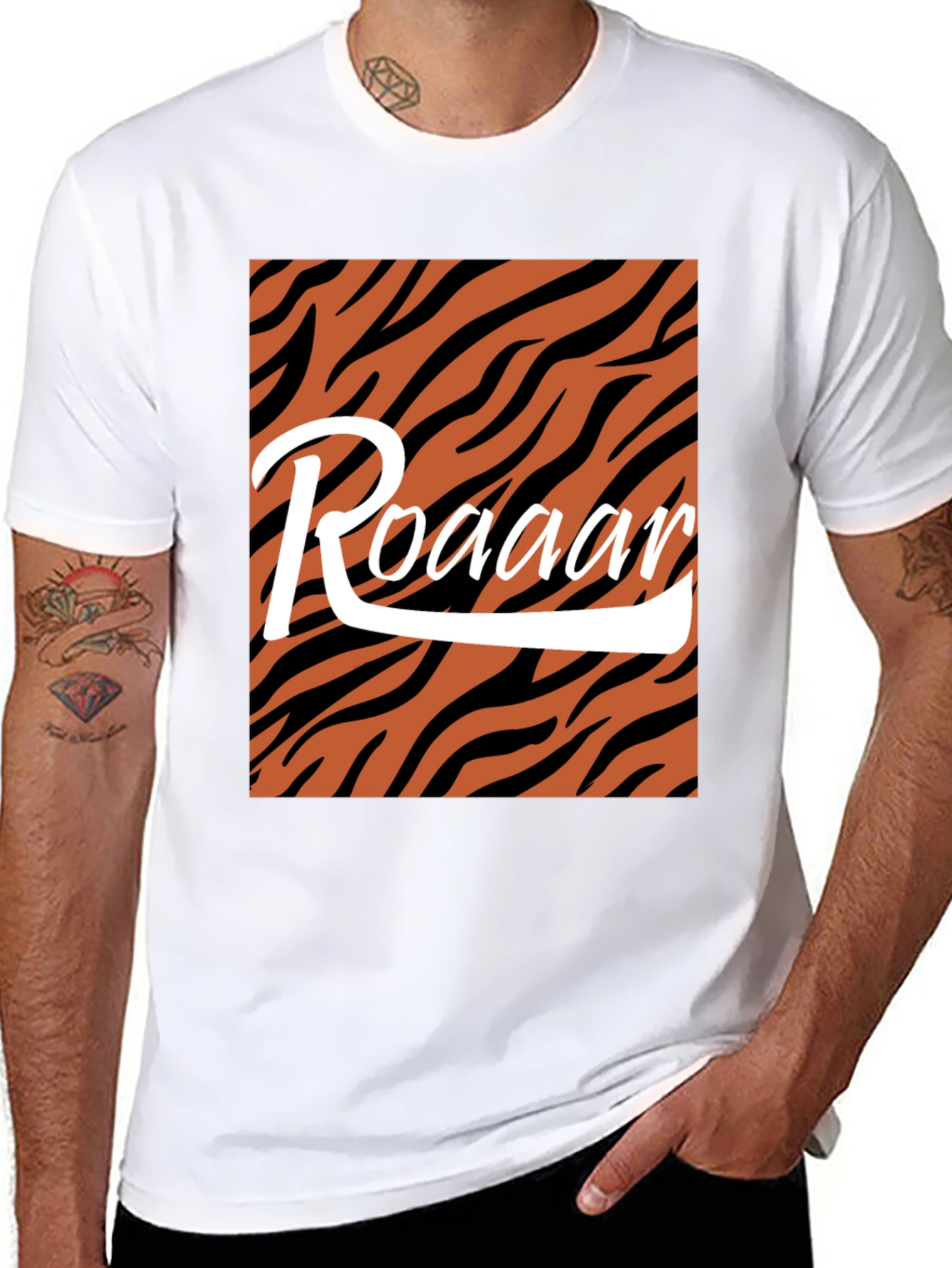 Black Roaar Tiger Stripe Graphic Tee view 8