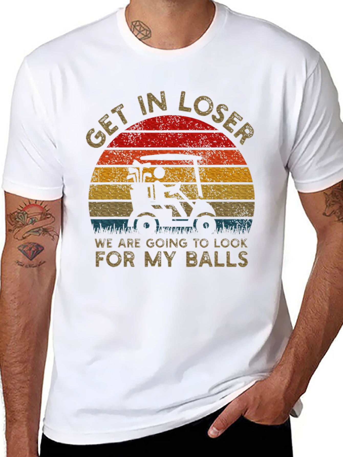 Black Get In Loser Golf T-Shirt view 8