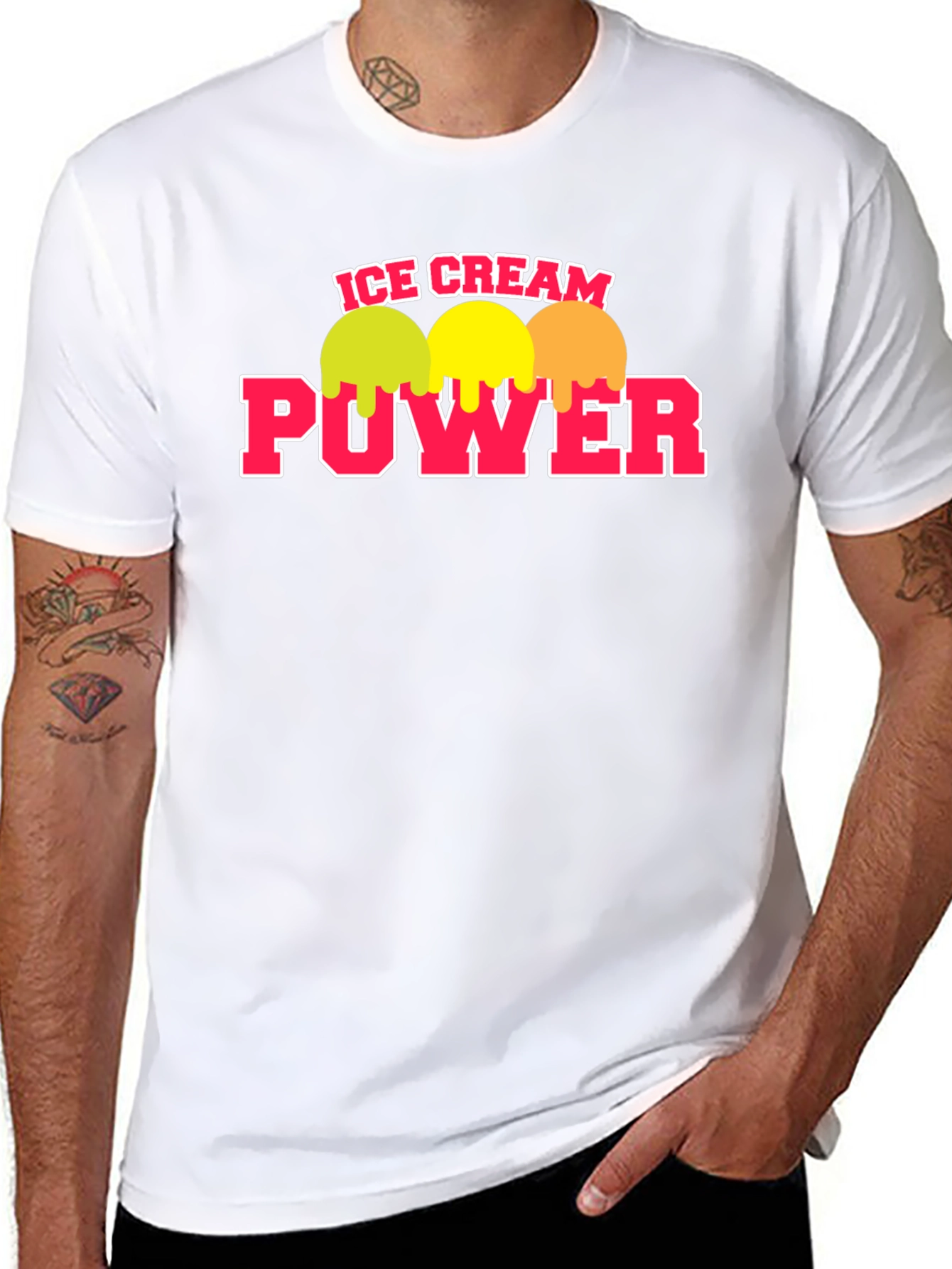 Black Ice Cream Power T-Shirt - Black Crew Neck Tee view 8