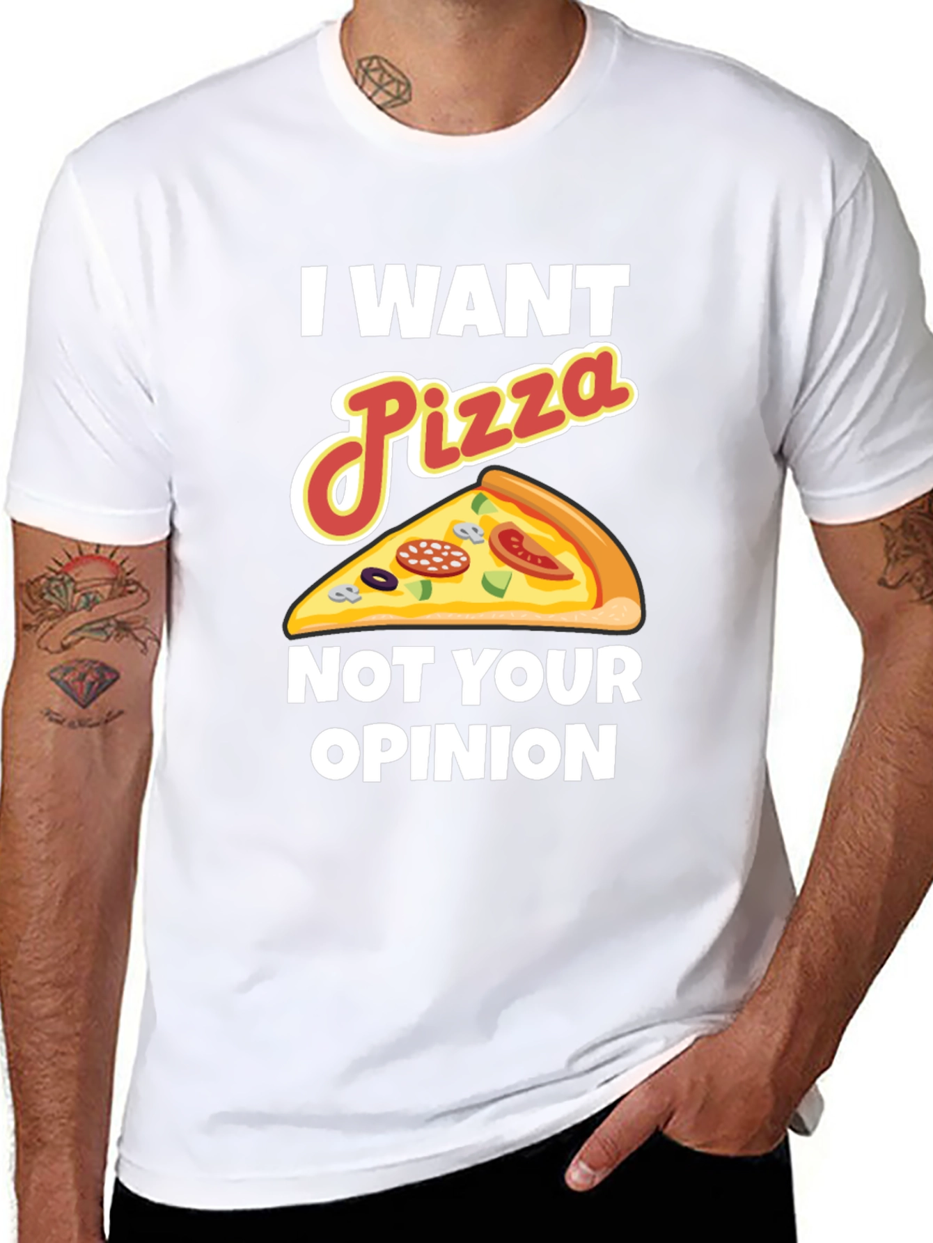 Black I Want Pizza Not Your Opinion Funny Graphic Tee view 8