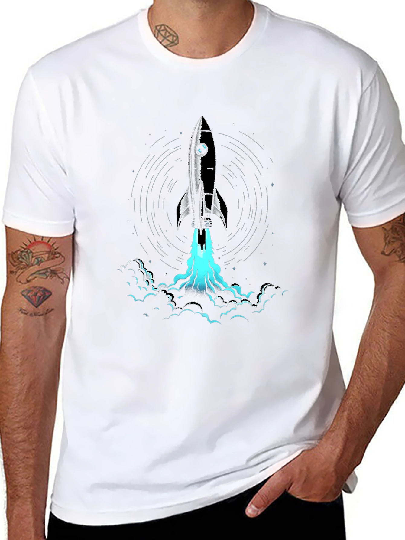 Black Rocket Launch Graphic Tee - Soft Cotton Blend view 8