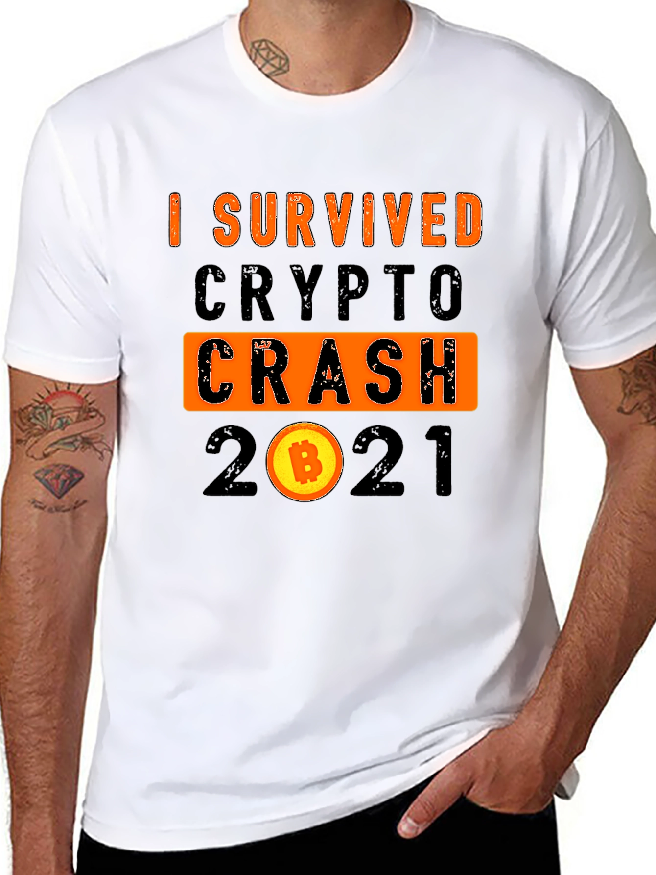 Black I Survived Crypto Crash 2021 T-Shirt view 8