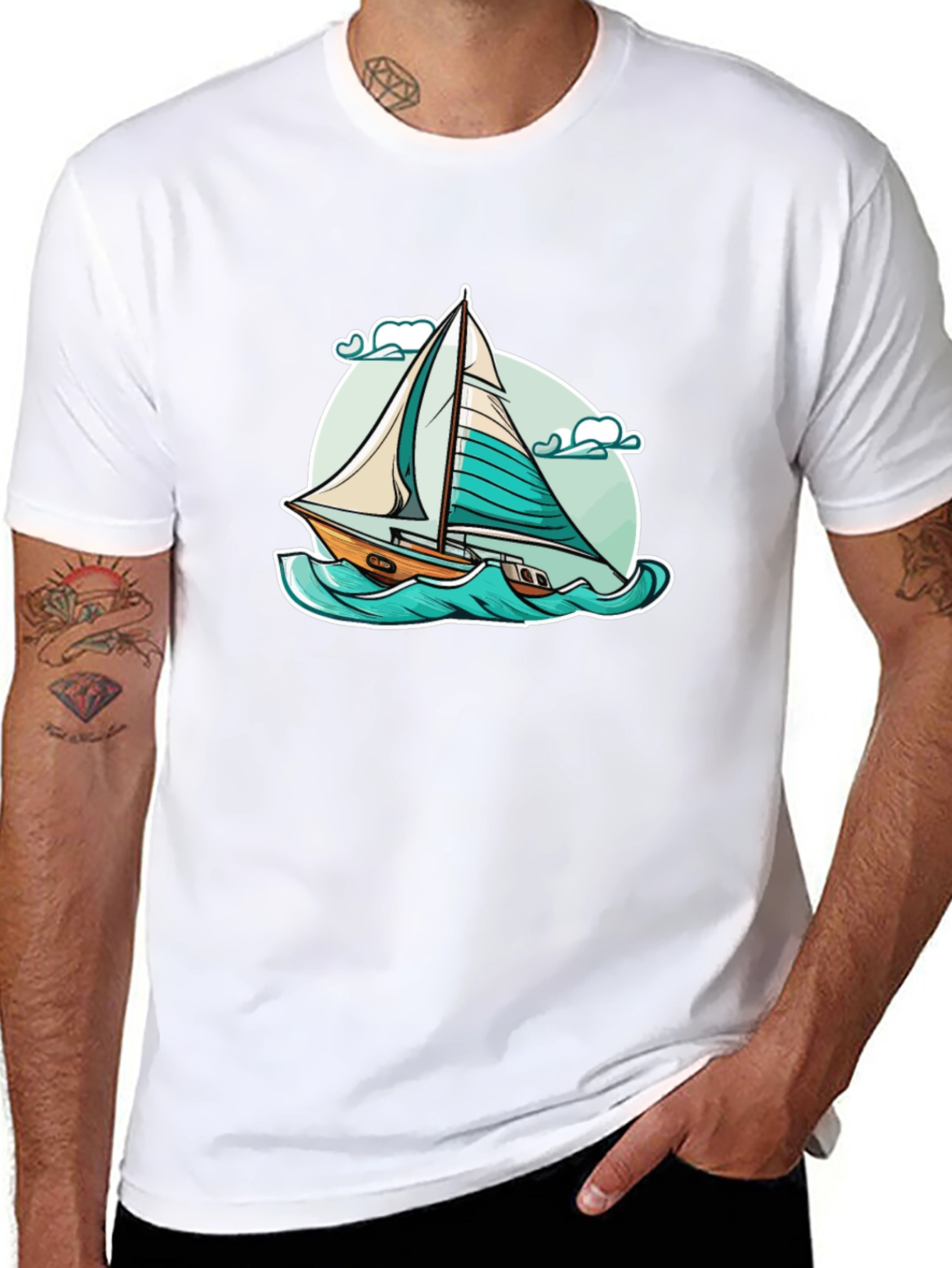 Black Sailboat Graphic T-Shirt - Black view 8