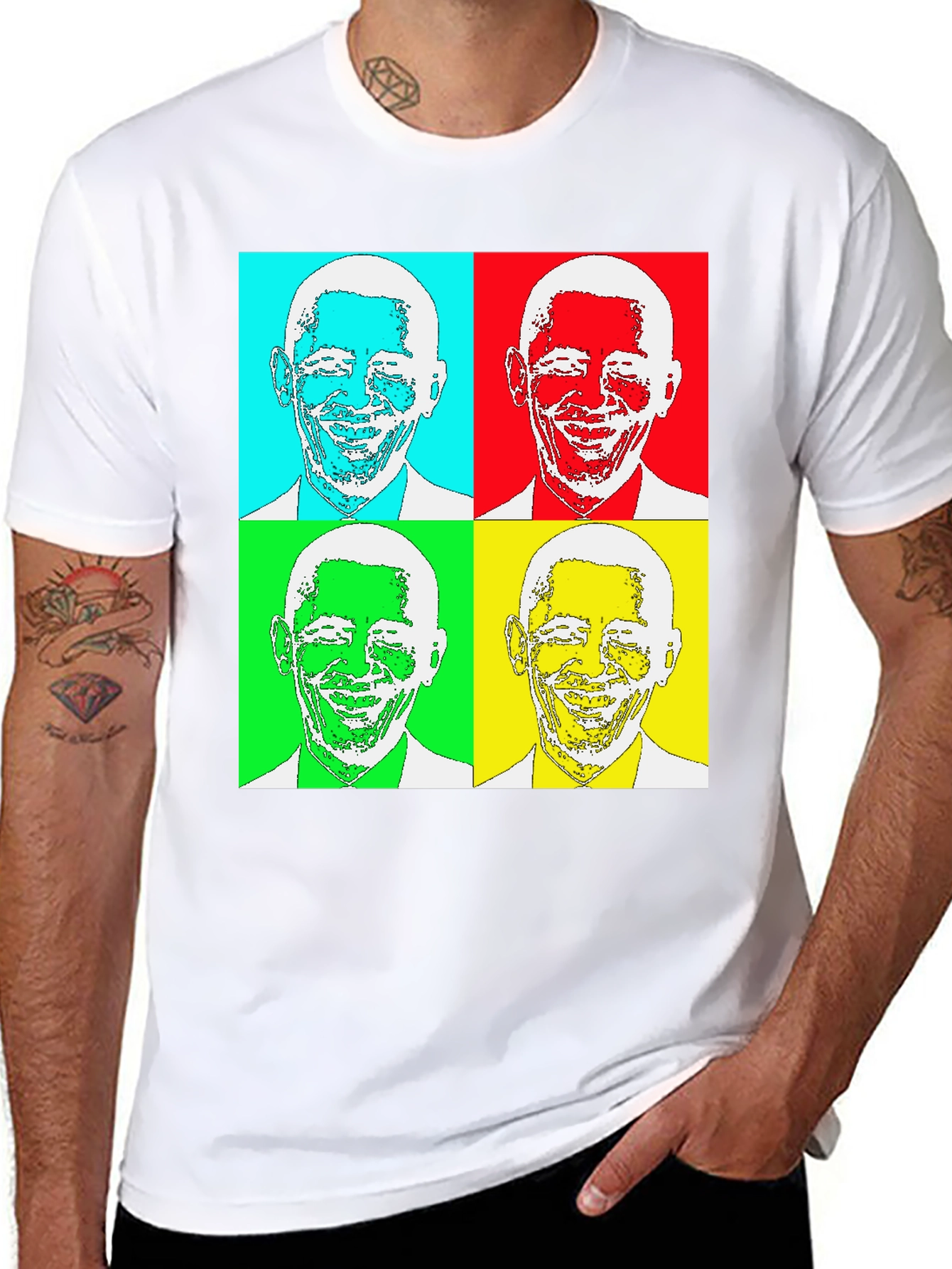 Black Pop Art Obama T-Shirt - Graphic Tee view 8
