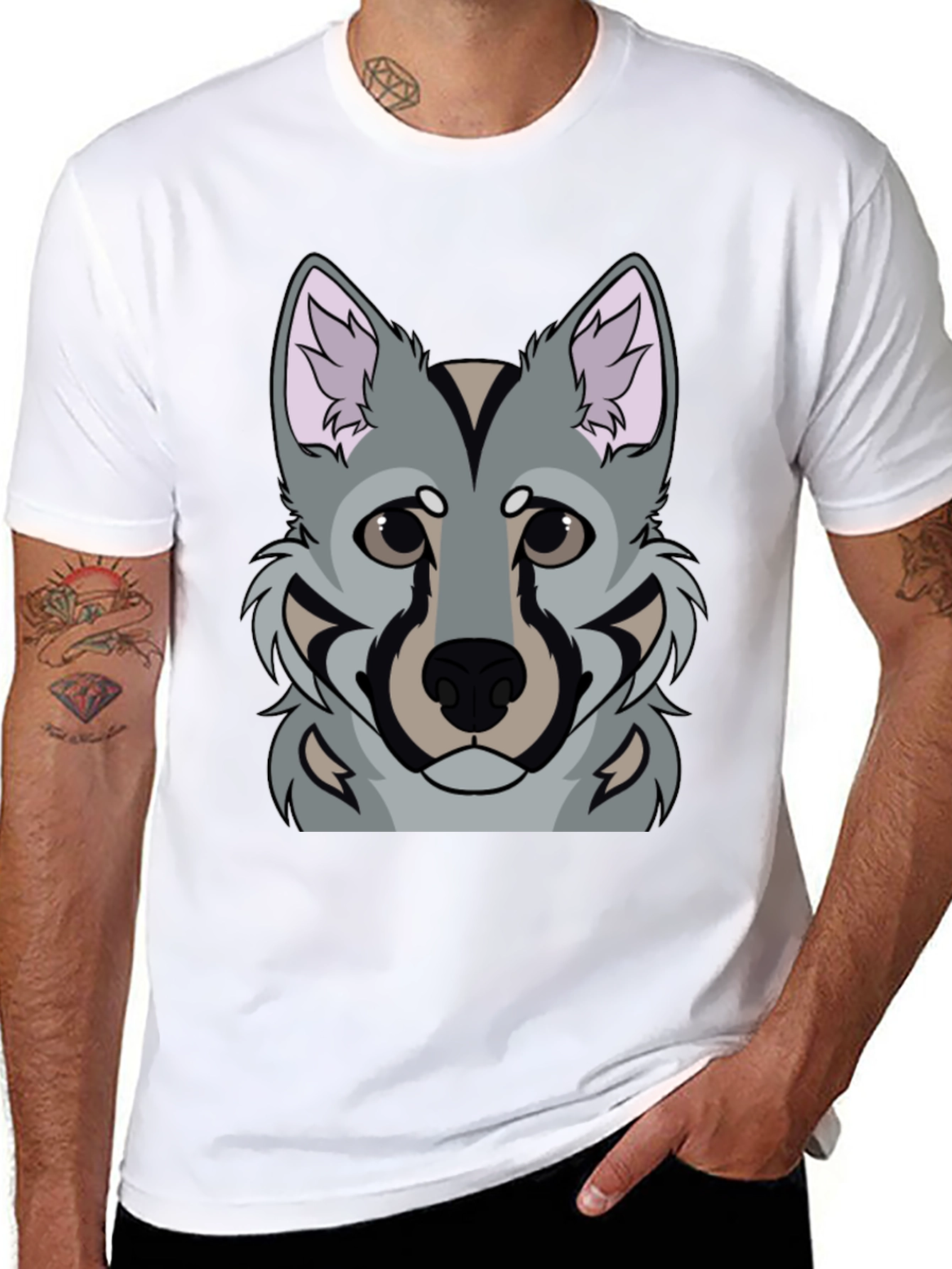 Black Wolf Graphic Print Black T-Shirt view 8