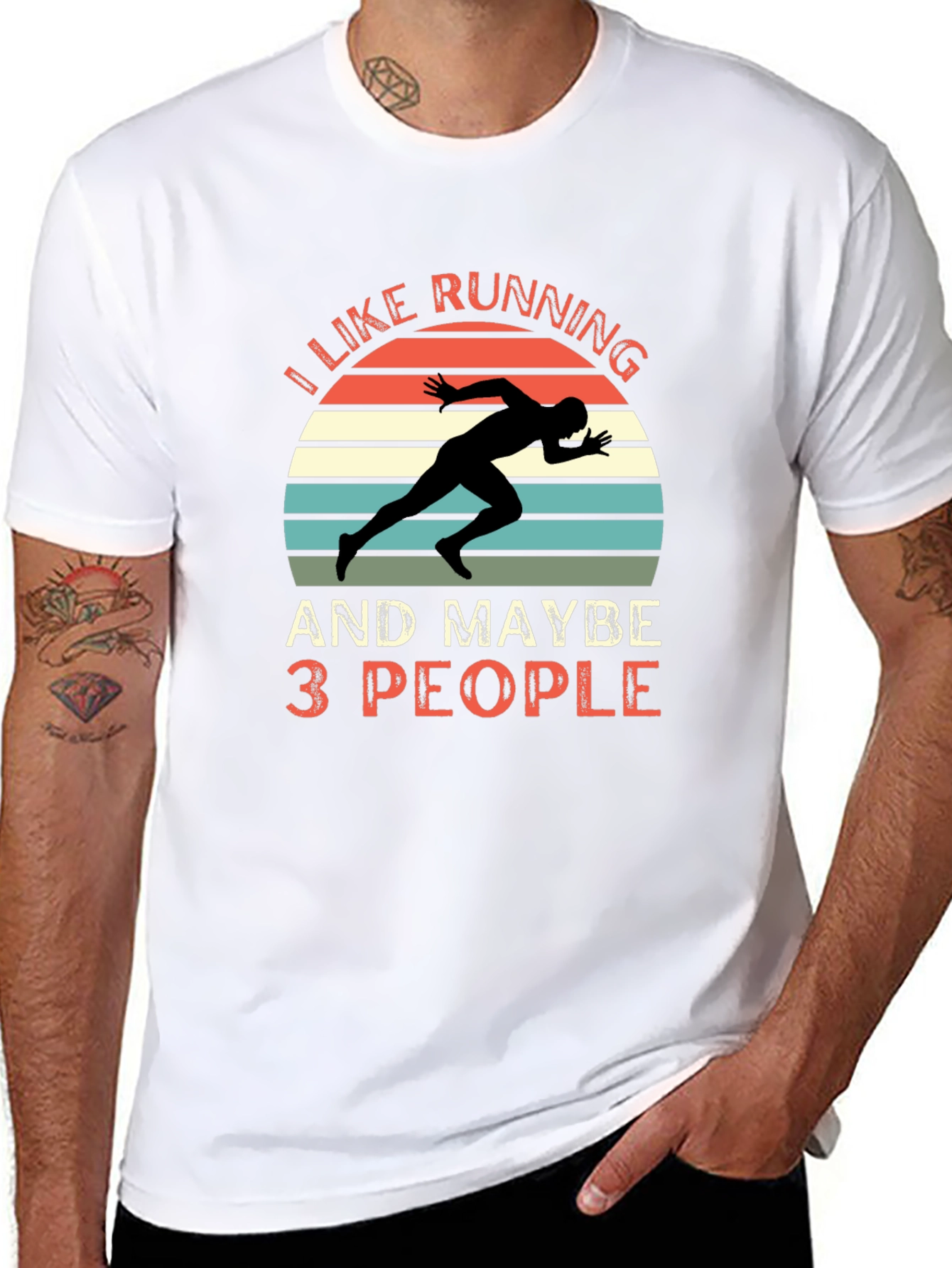 Black I Like Running and Maybe 3 People T-Shirt view 8