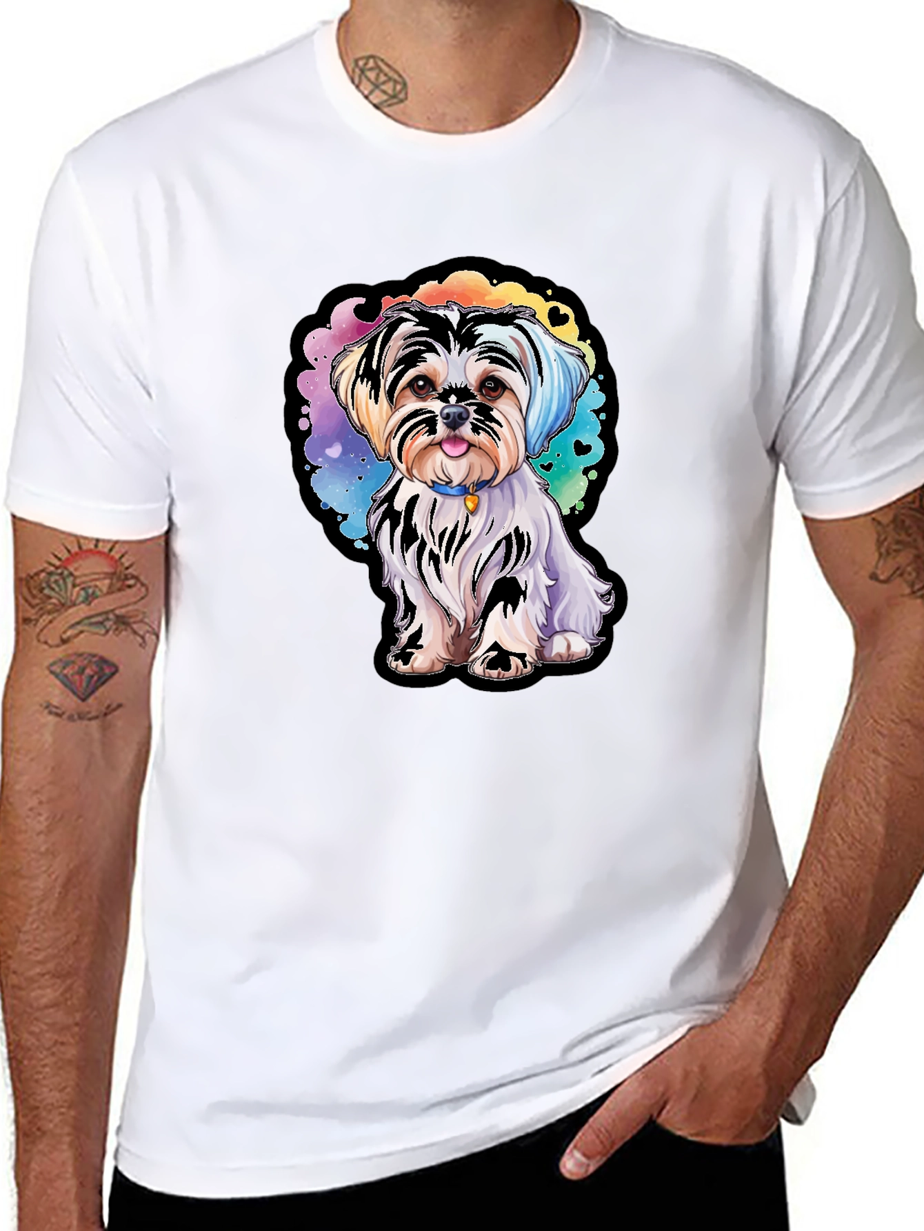 Black Cute Dog Graphic Tee - Stylish Unisex T-Shirt view 8