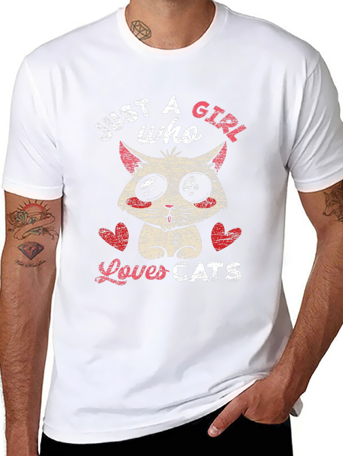 Black Just a Girl Who Loves Cats T-Shirt view 8
