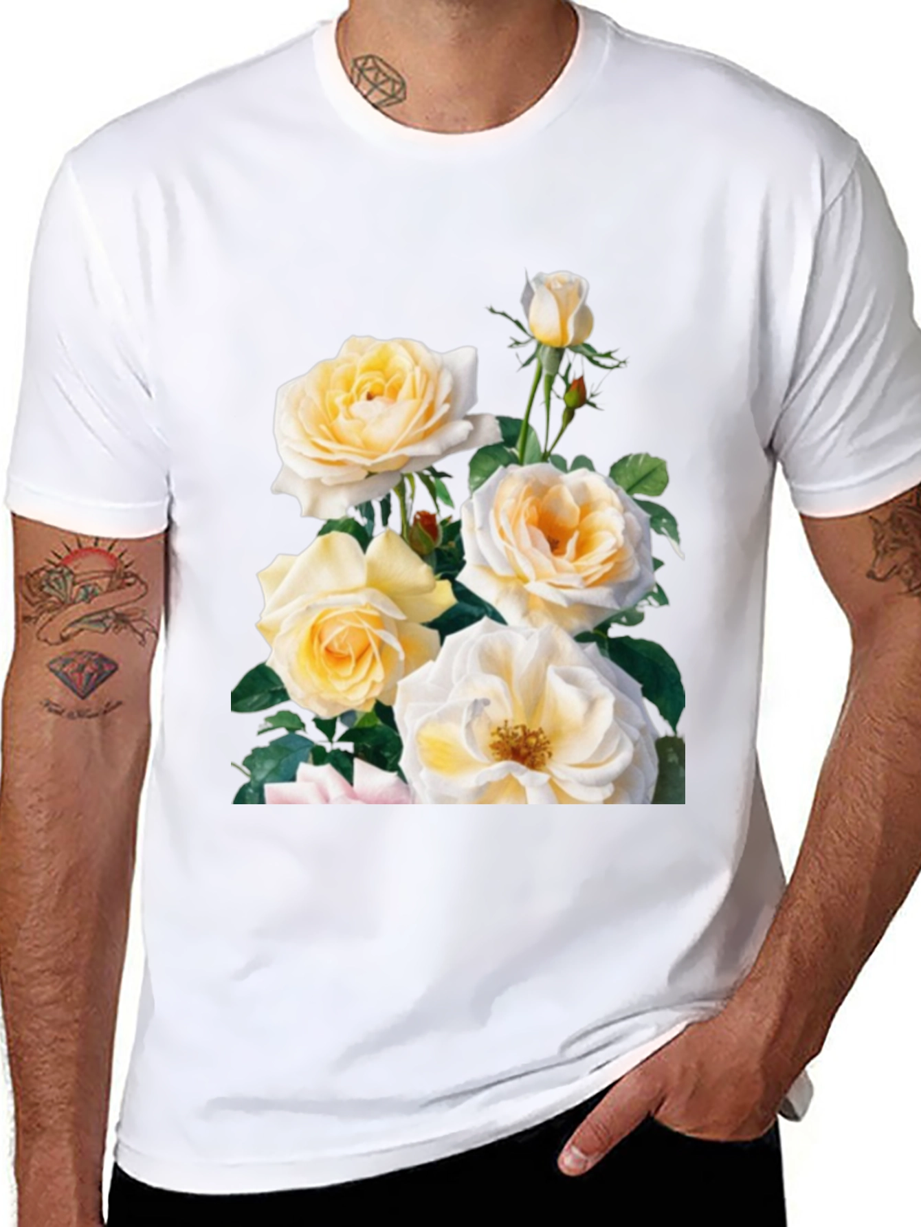 Black Floral Rose Graphic T-Shirt - Soft Cotton Blend view 8
