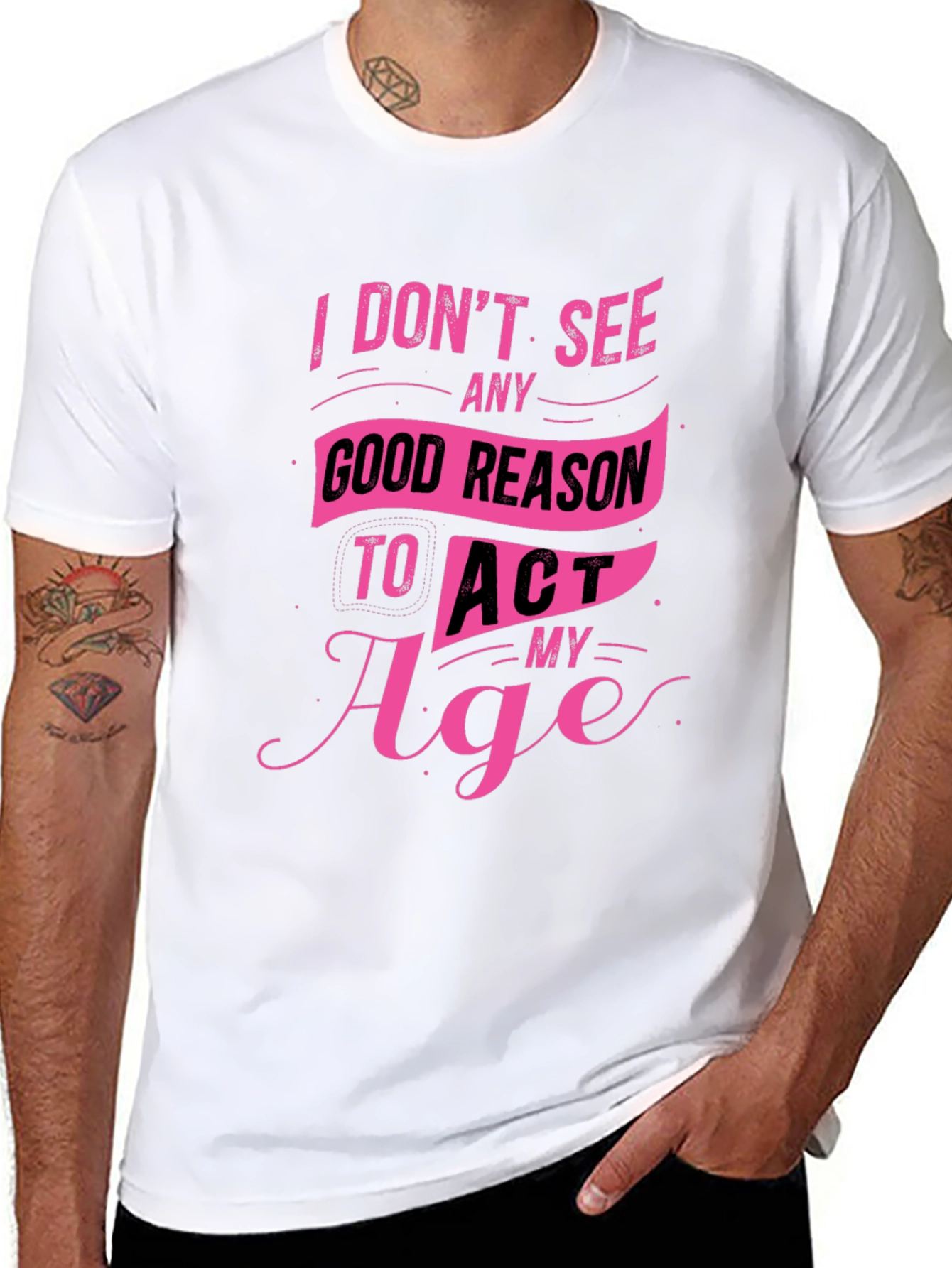 Black Funny Pink Graphic Tee - I Don't See Any Good Reason view 8