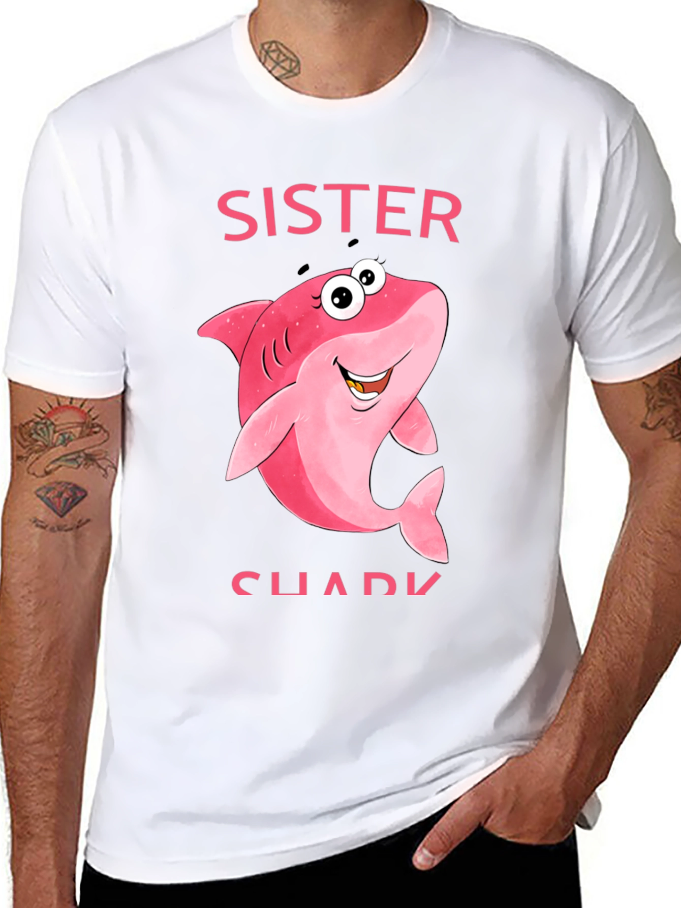 Sister Shark T-Shirt - Cute Cartoon Shark Tee - 8