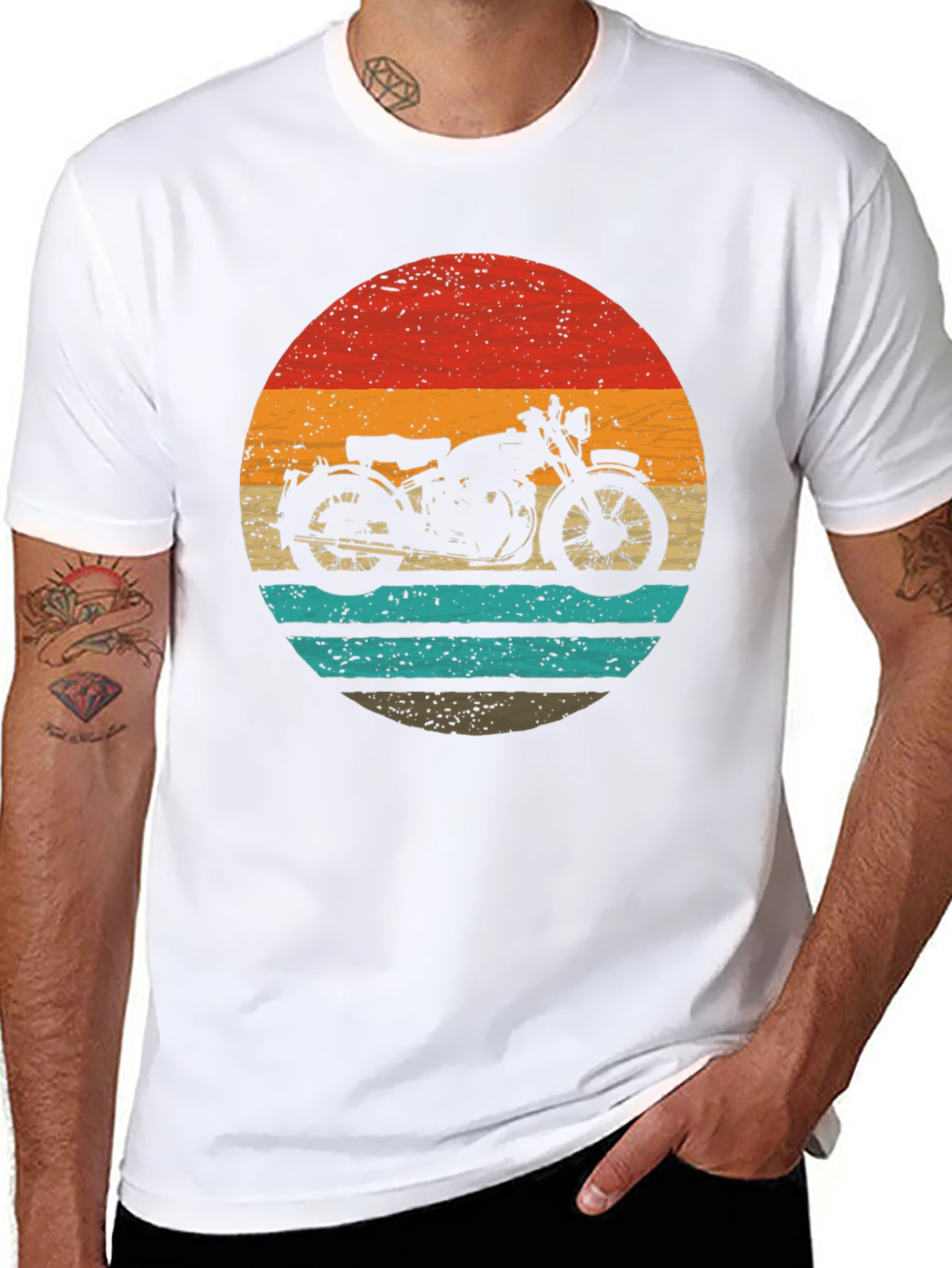 Black Retro Motorcycle Graphic Tee - Classic Style view 8