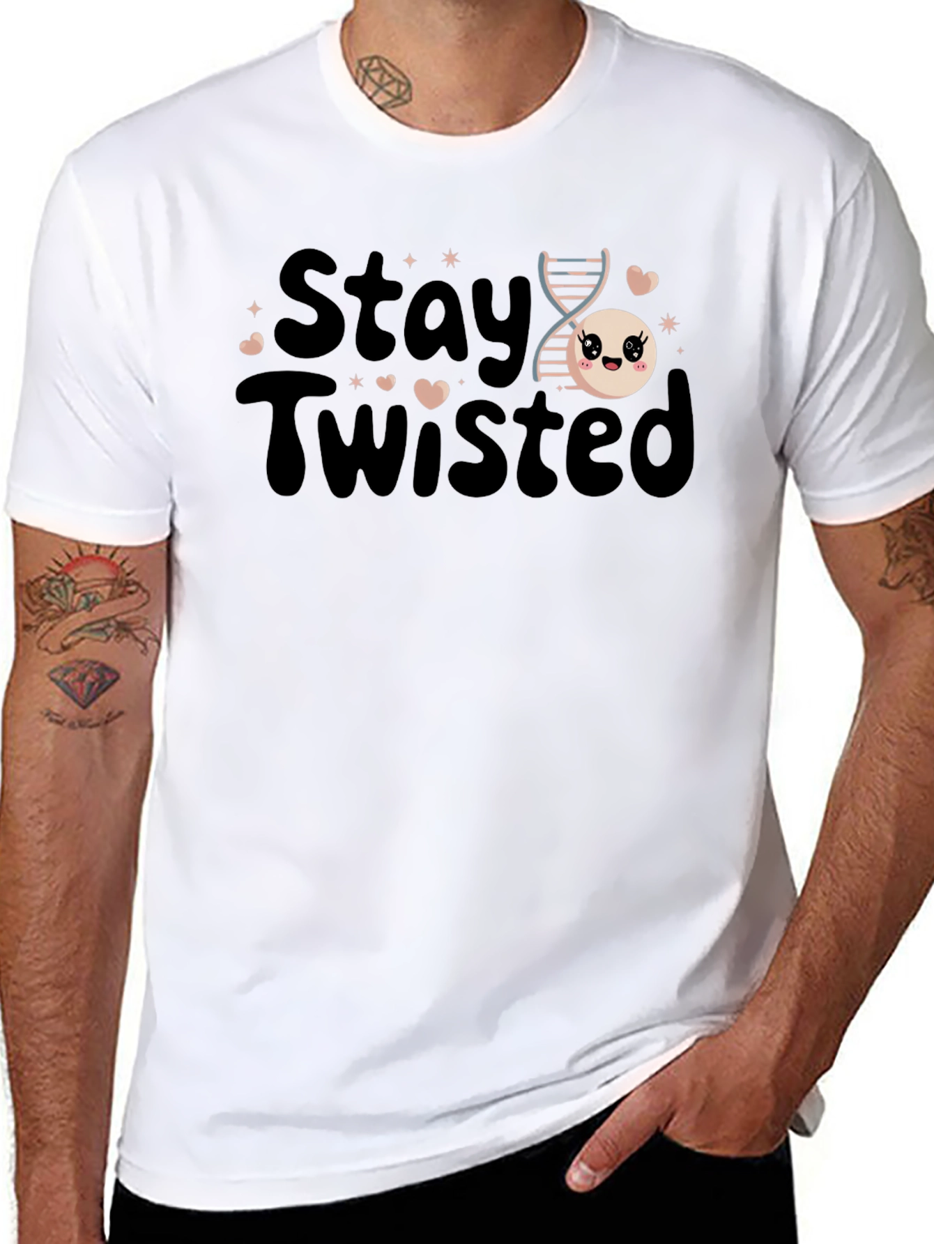 Black Stay Twisted DNA T-Shirt Funny Science Tee view 8