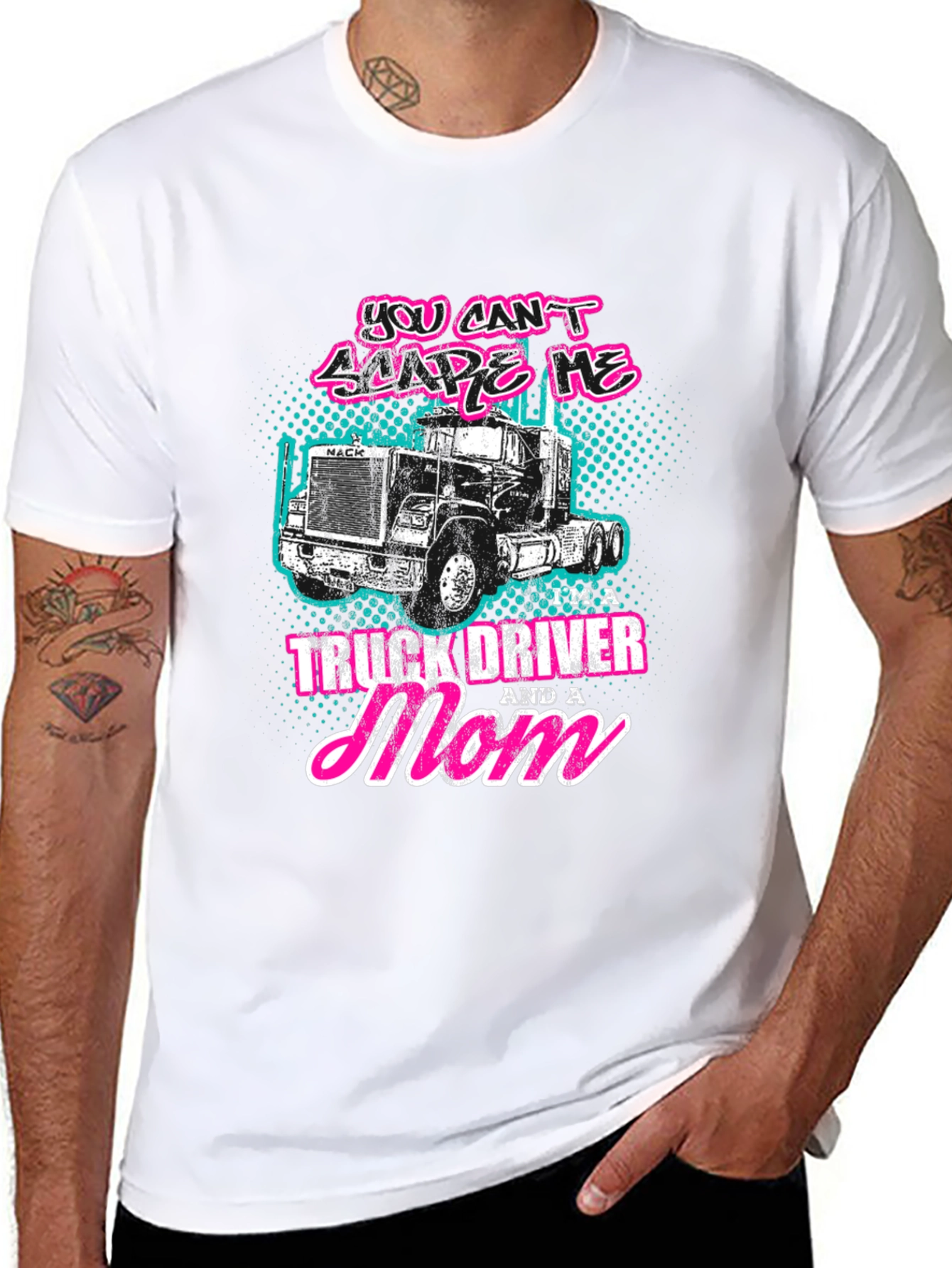 Black Truck Driver Mom T-Shirt - Black Crew Neck Tee view 8
