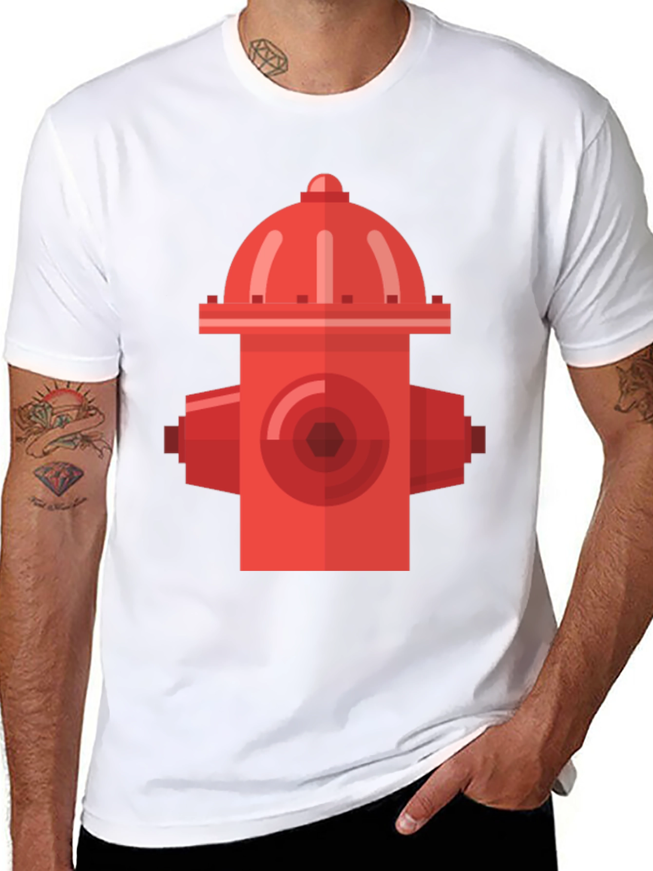 Black Retro Fire Hydrant Black T-Shirt - Urban Style view 8