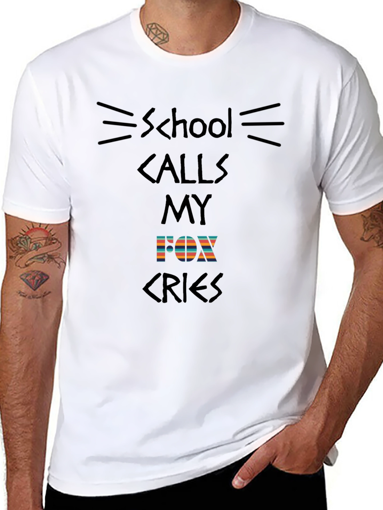 Black School Calls My Fox Cries T-Shirt - Novelty Graphic Tee view 8