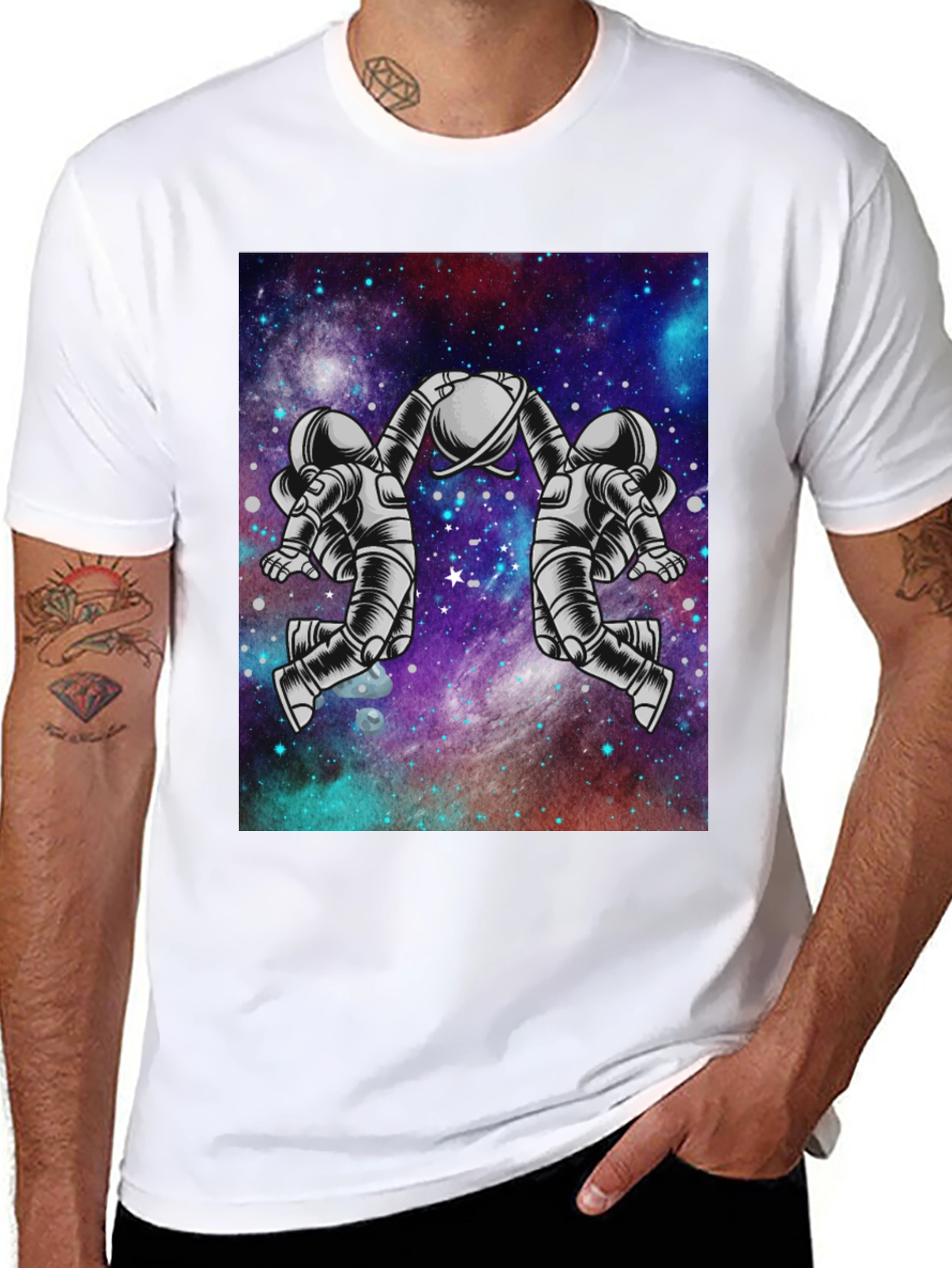 Black Astronaut Galaxy Graphic Tee - Space Design view 8