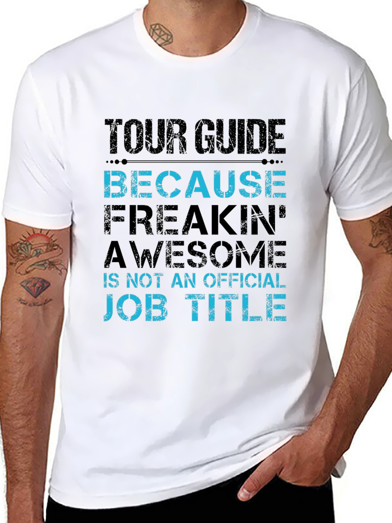 Black Tour Guide Freakin' Awesome Job Title T-Shirt view 8