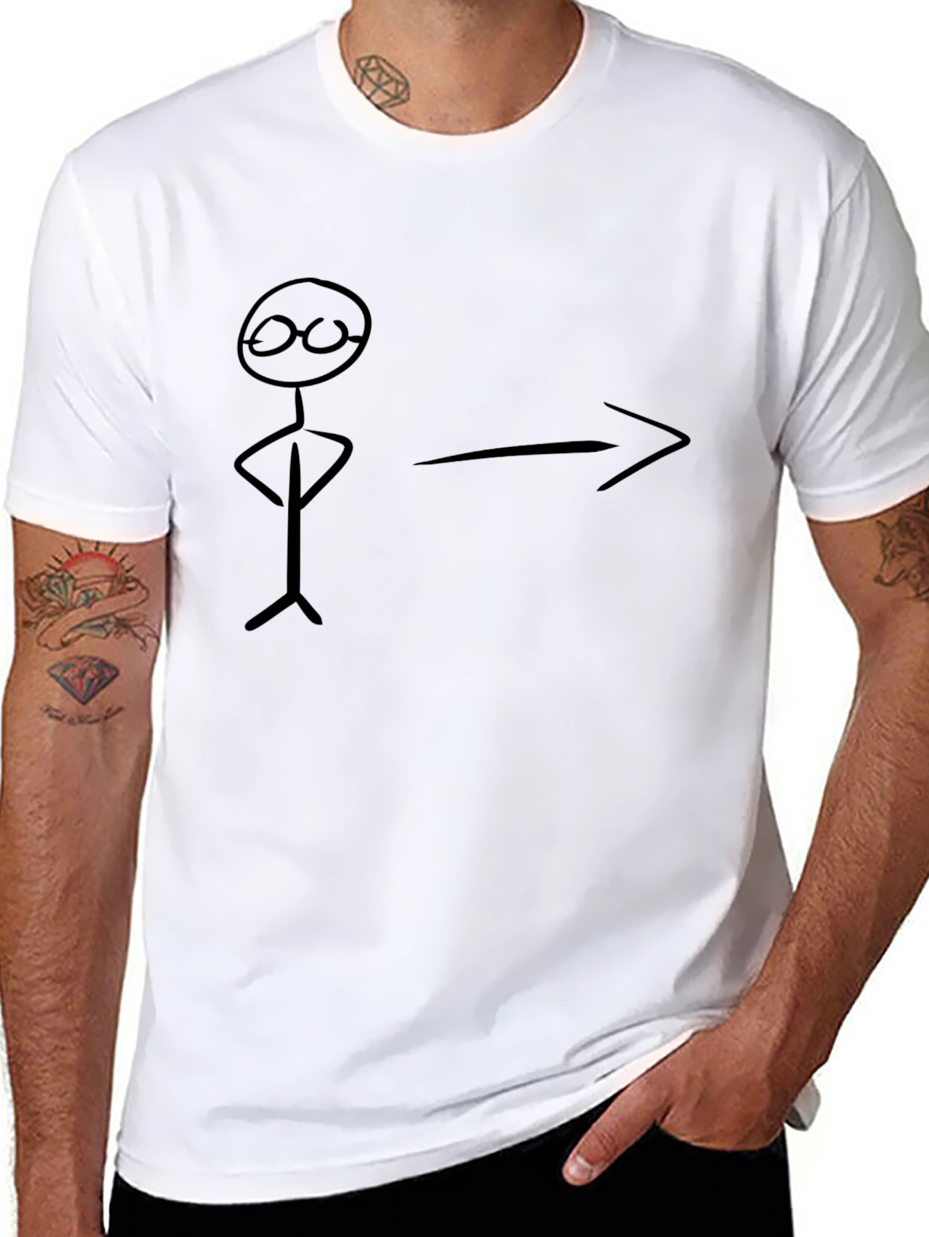 Black Funny Stick Figure Black T-Shirt view 8