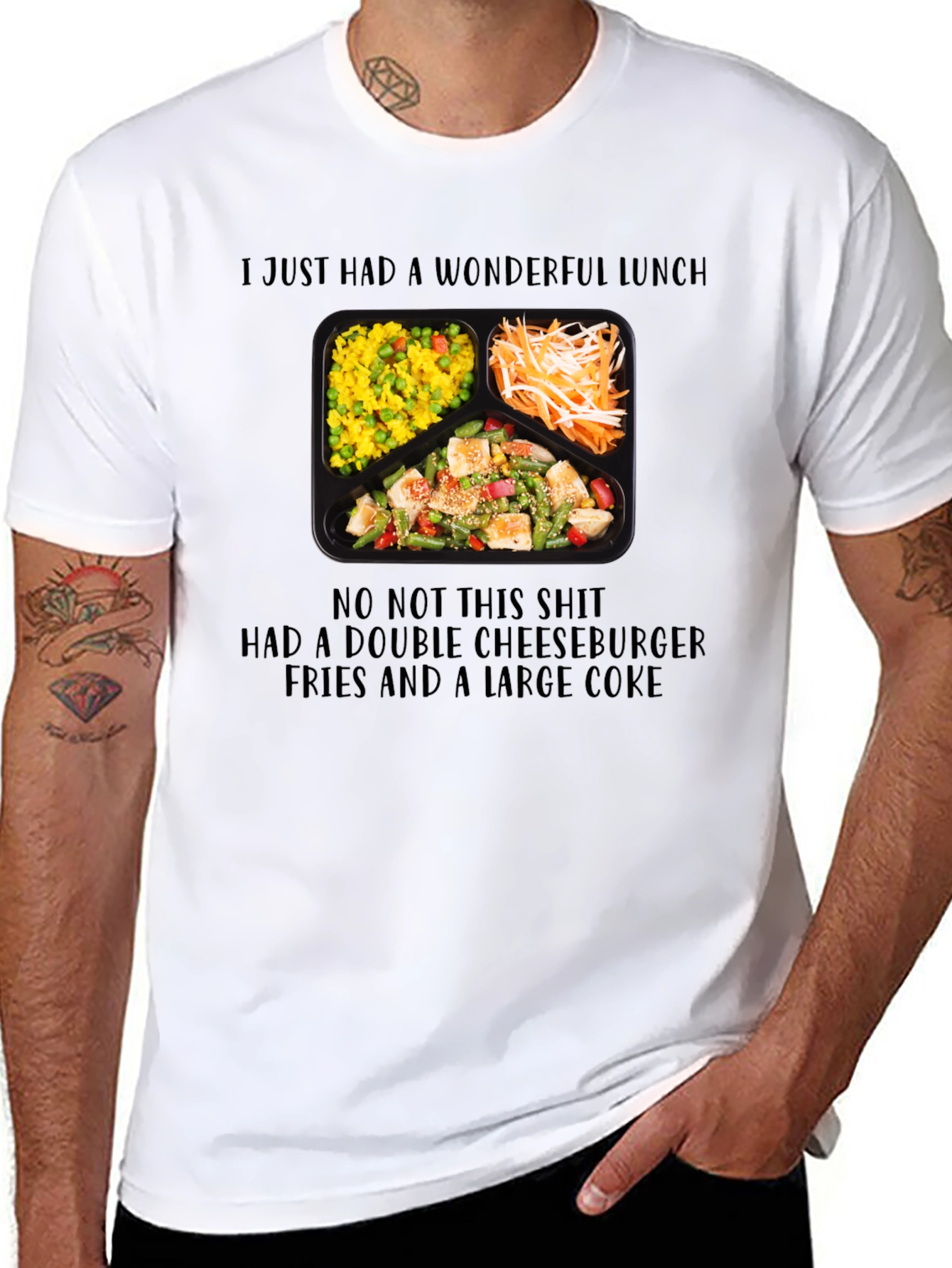 Black Funny "Wonderful Lunch" T-Shirt view 8
