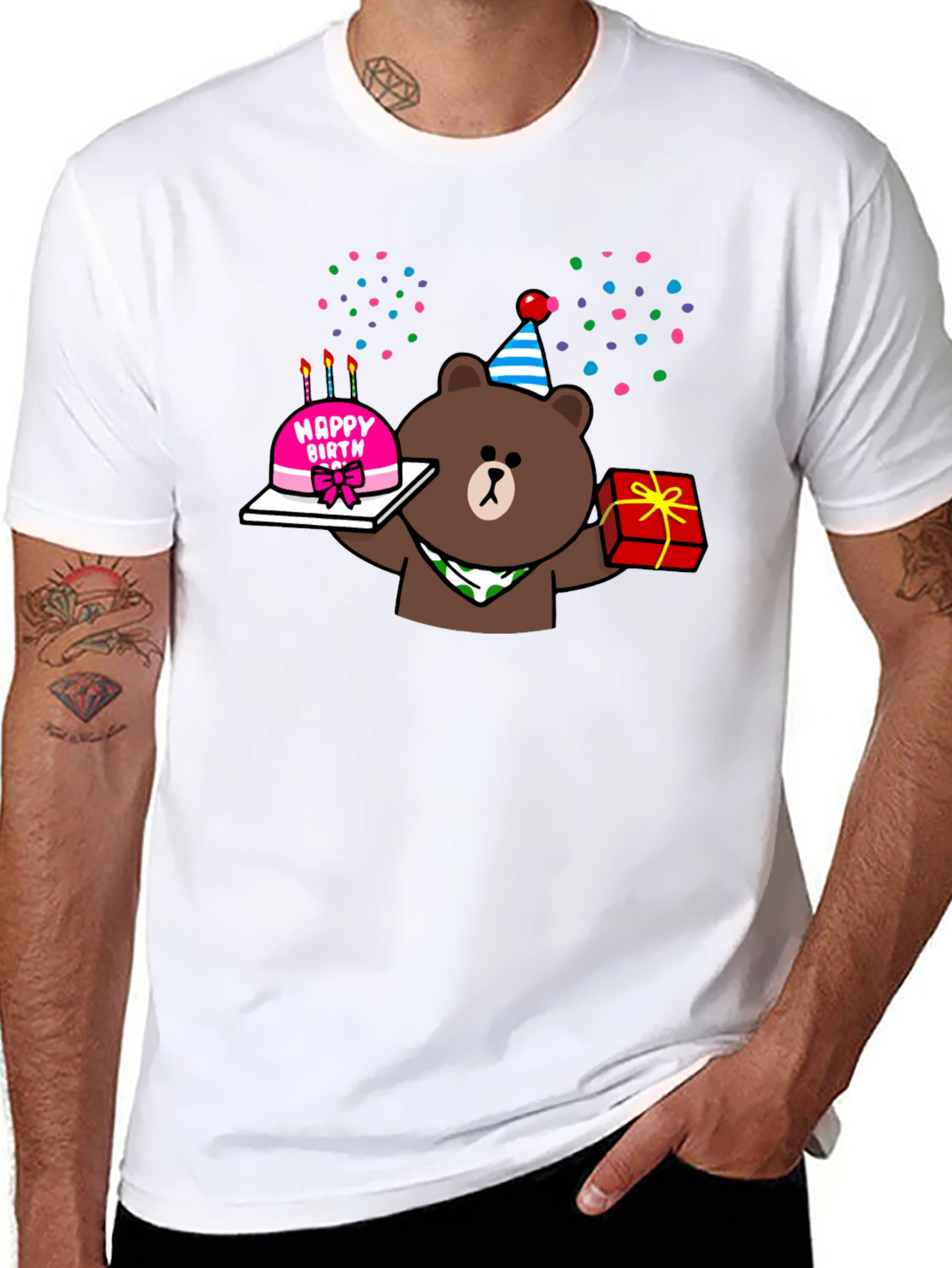 Black Birthday Bear Graphic Tee - Cute Party Shirt view 8