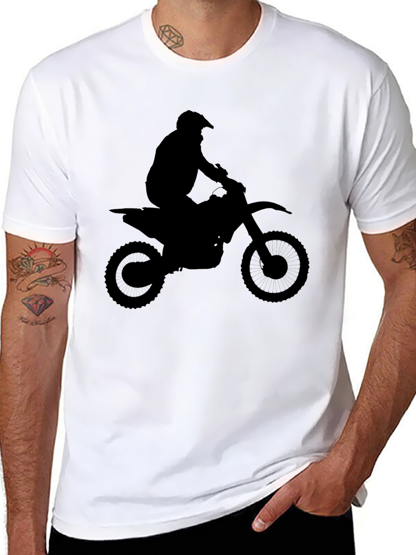 Black Motocross Silhouette Black T-Shirt view 8