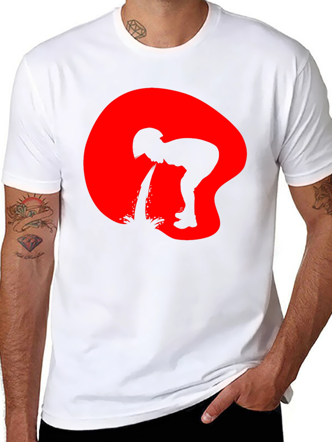 Black Puking Silhouette Graphic Tee - Black view 8