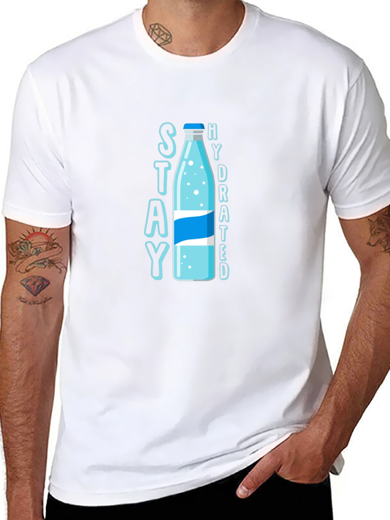 Stay Hydrated T-Shirt: Stylish Water Bottle Design - 8