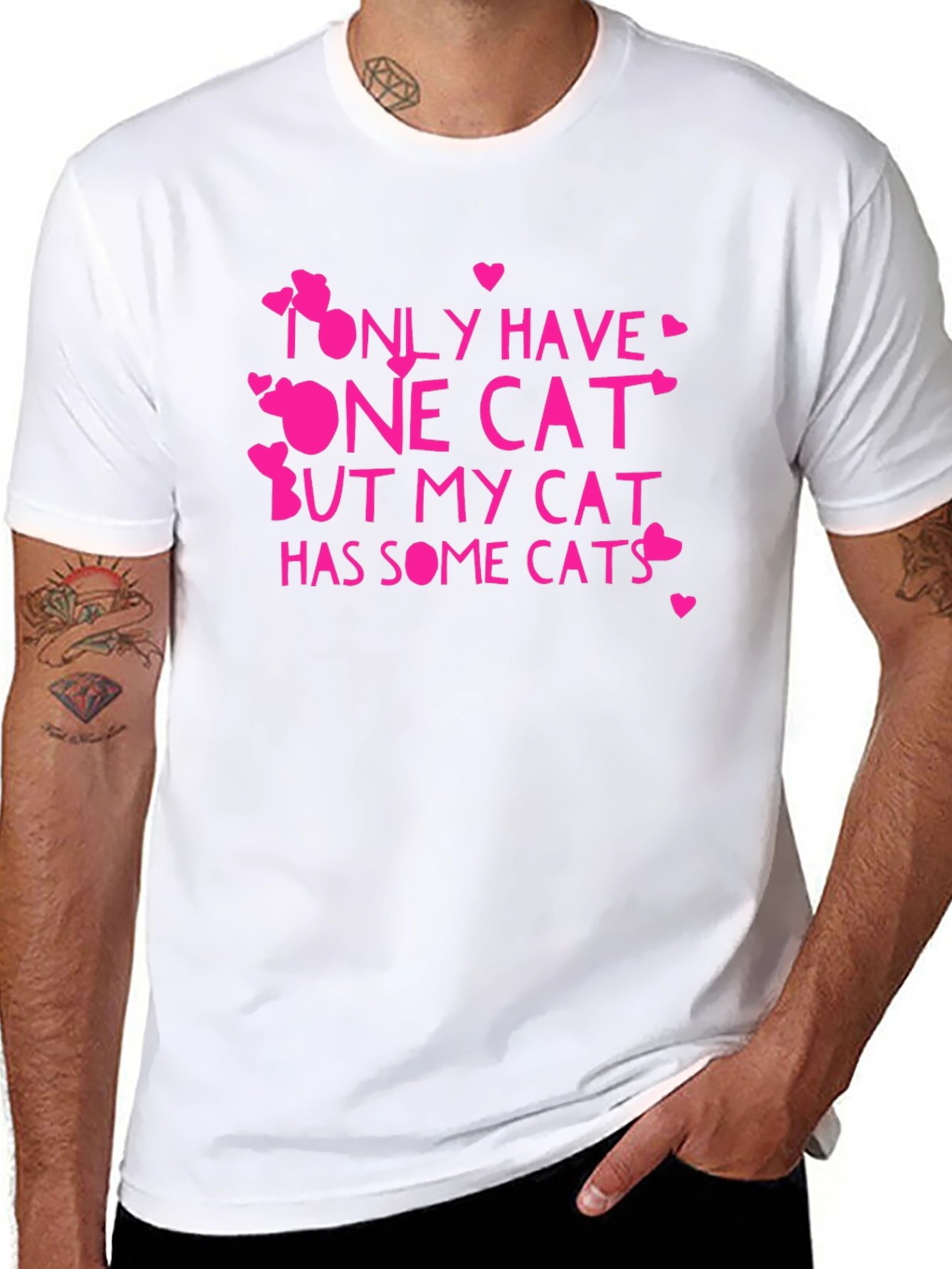 Black Funny Cat Lover T-Shirt - Only Have One Cat Tee view 8