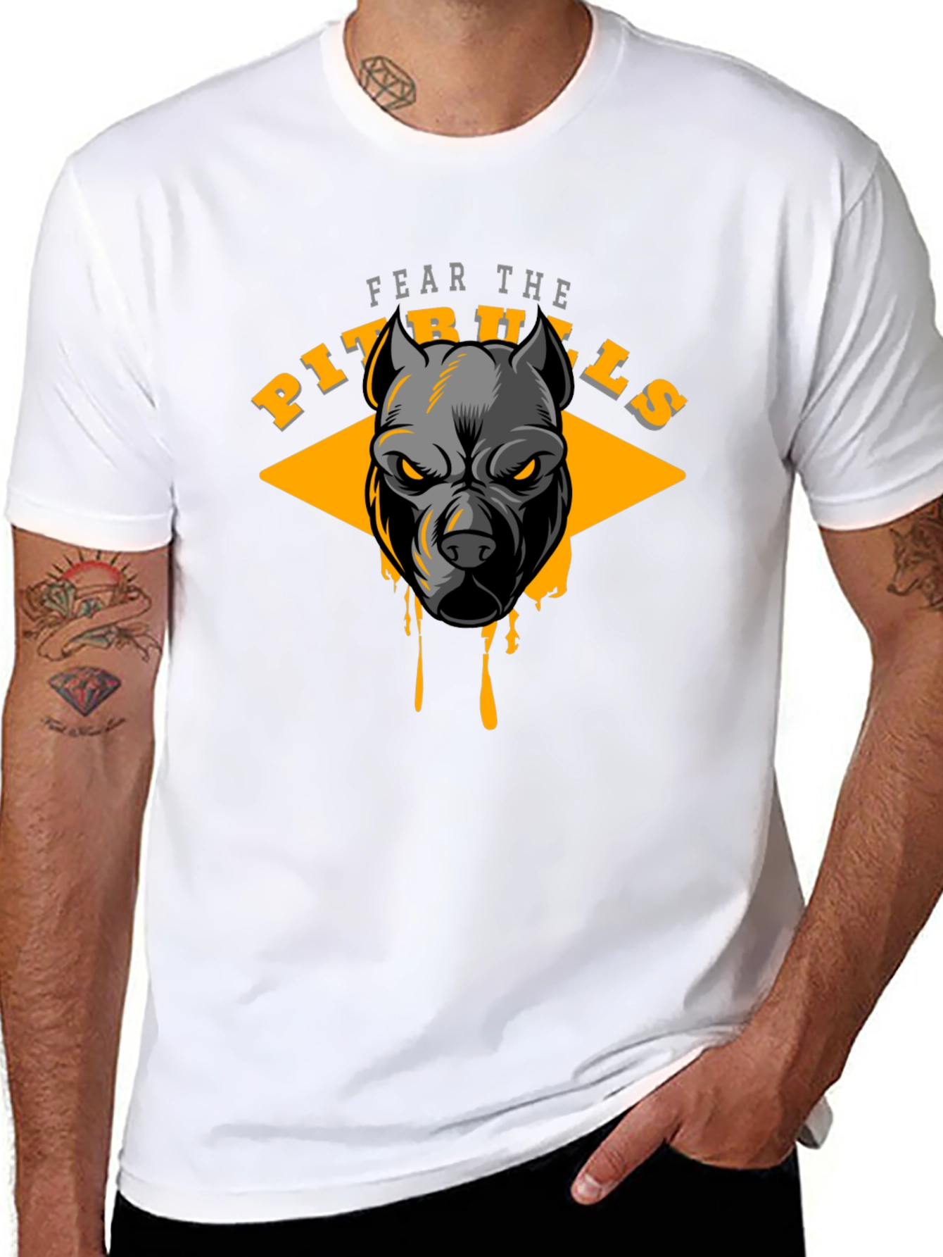 Black Fear the Pitbulls Graphic Tee view 8