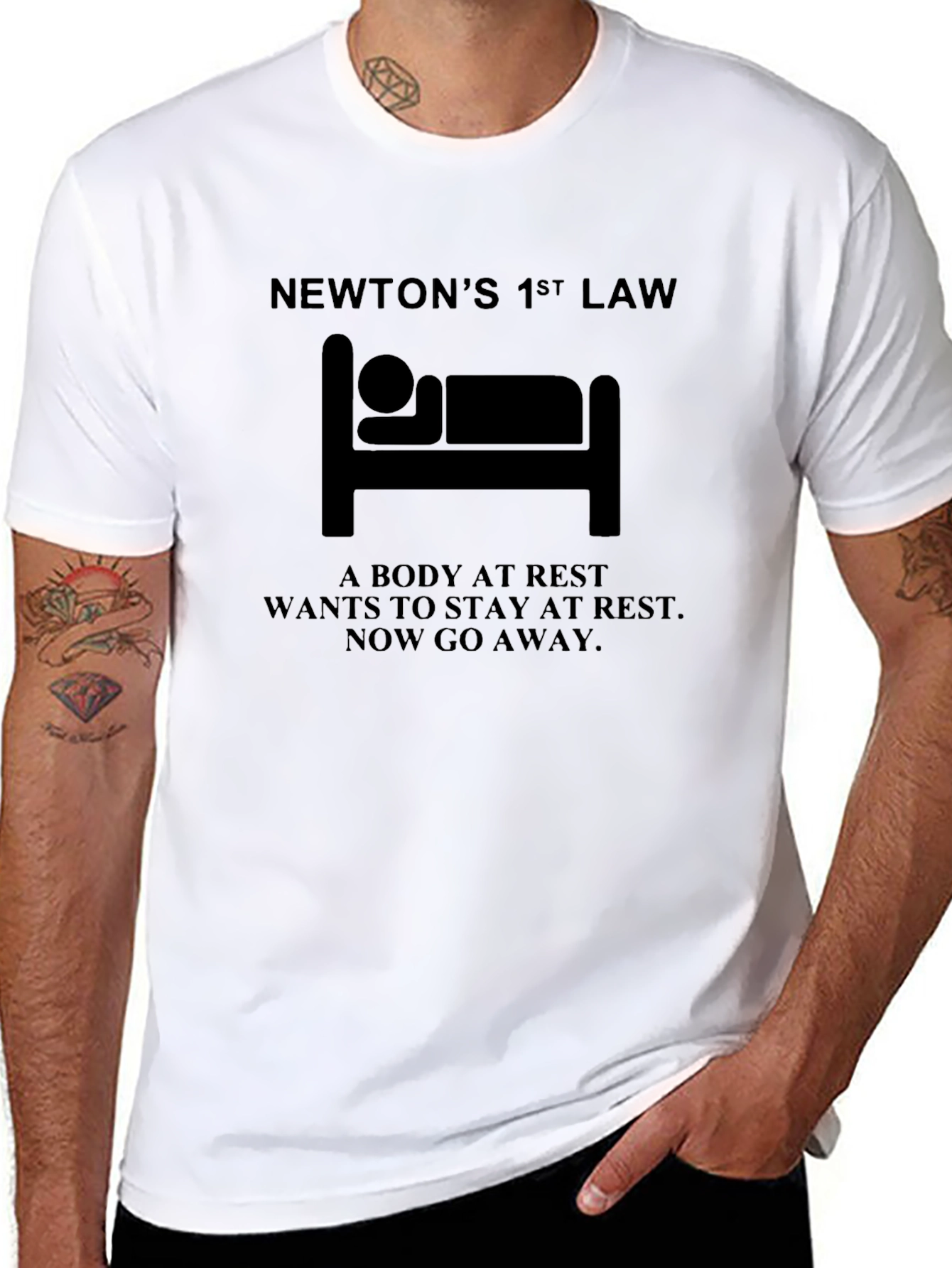 Black Newton's 1st Law Funny Physics T-Shirt view 8