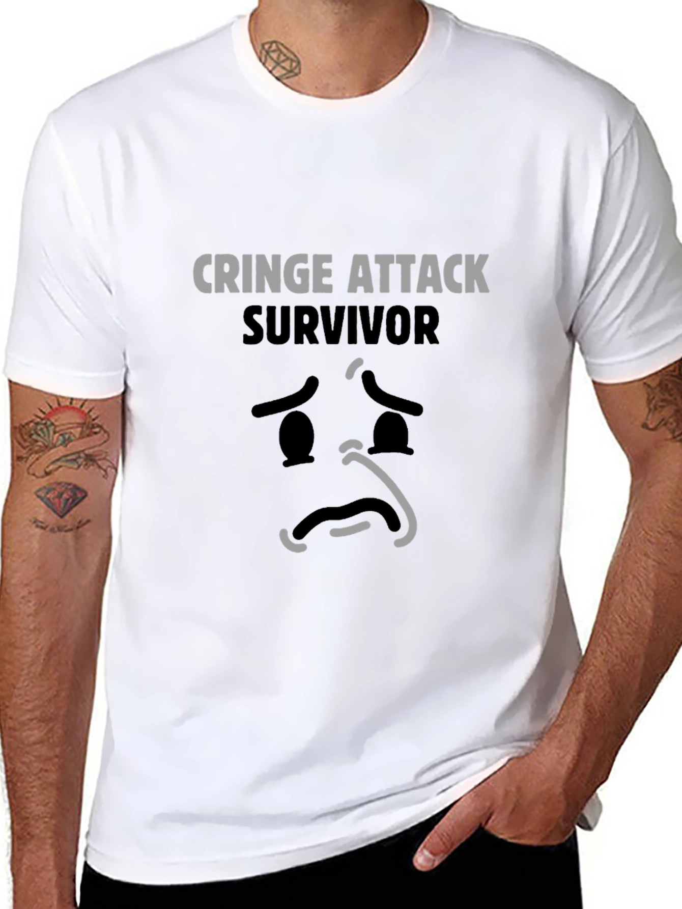 Black Cringe Attack Survivor Graphic Tee view 8