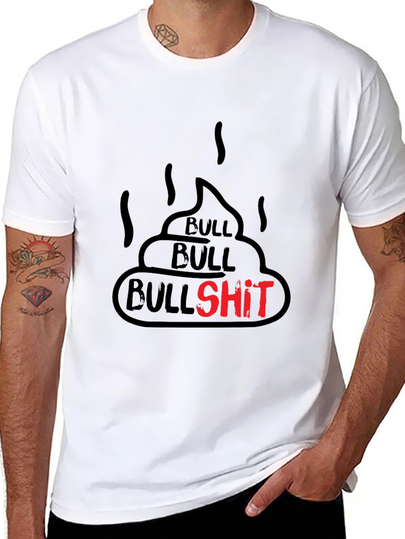 Black Bullshit Graphic Tee - Funny Humor Novelty T-Shirt view 8