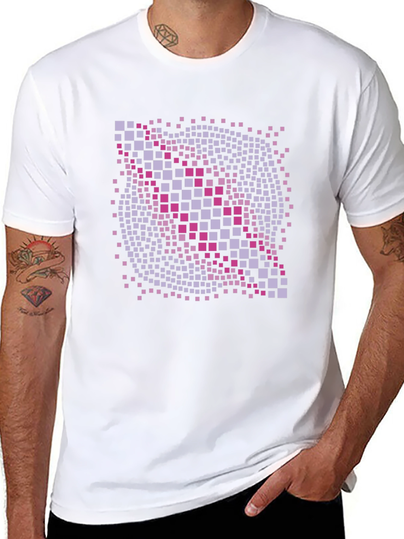 Black Geometric Pixel Art Graphic T-Shirt - Black view 8