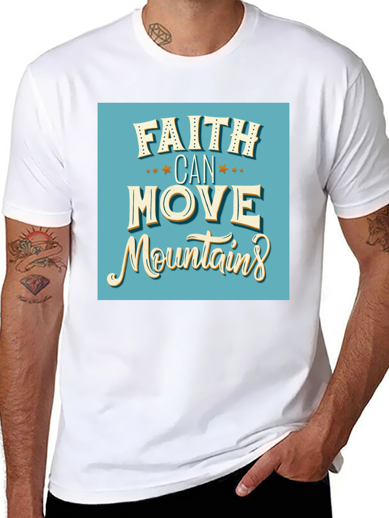 Black Faith Can Move Mountains Graphic Tee view 8