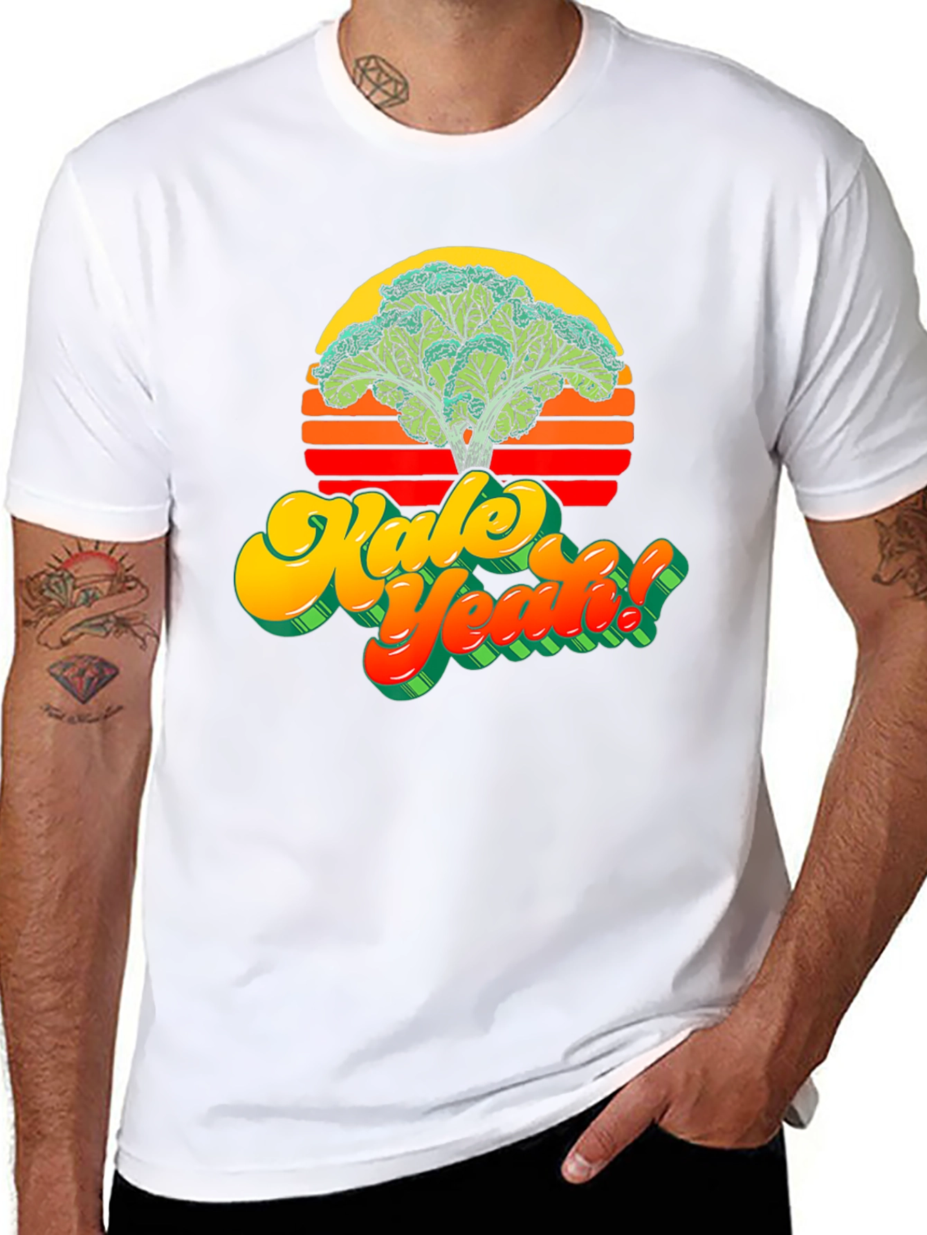 Black Kale Yeah! Graphic T-Shirt - Retro Vegan Style view 8