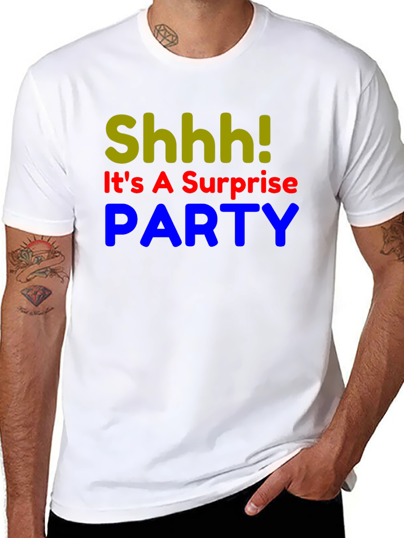 Black Surprise Party T-Shirt - Shhh! Funny Birthday Tee view 8
